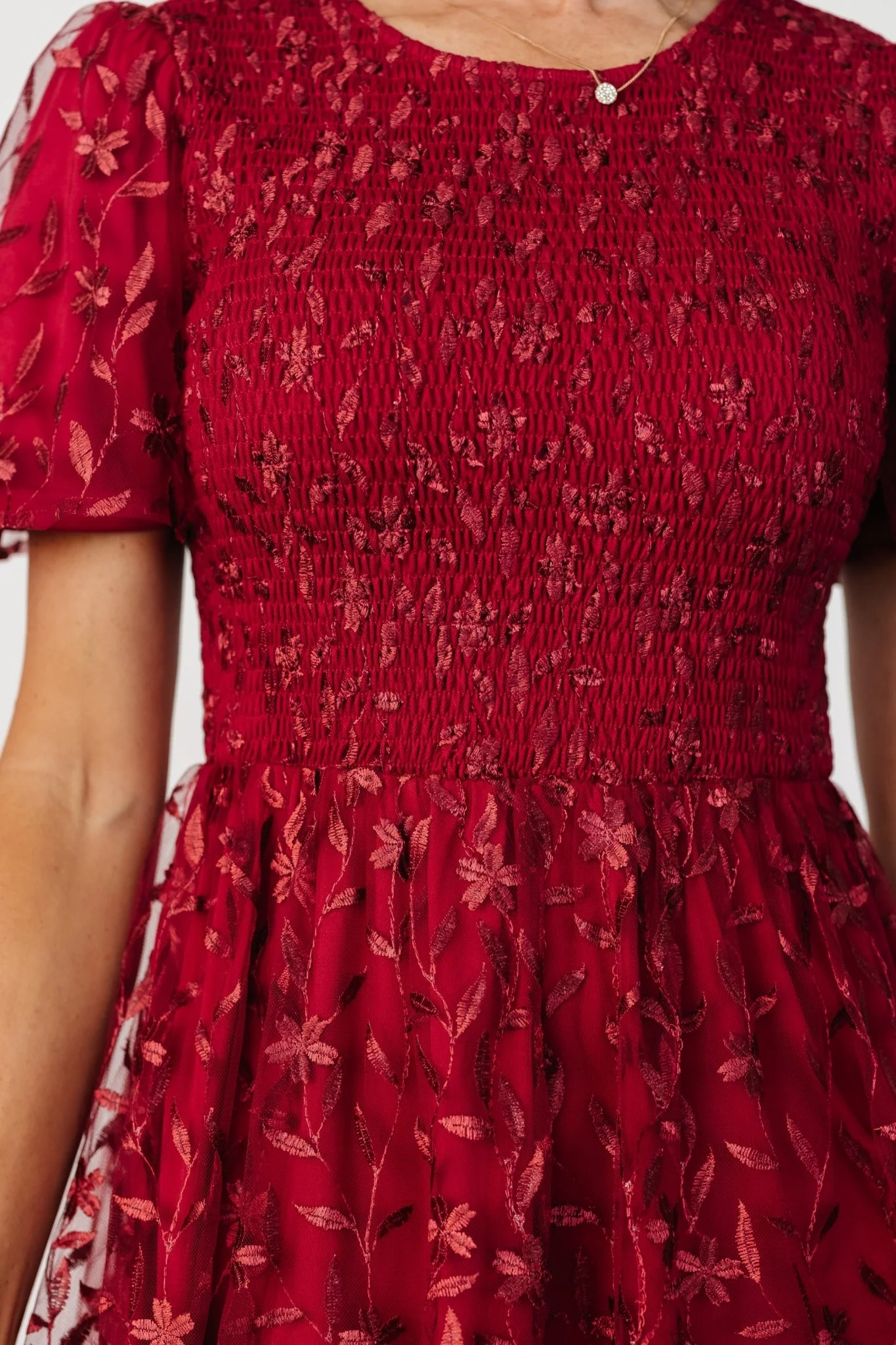 Cara Embroidered Midi Dress | Ruby
