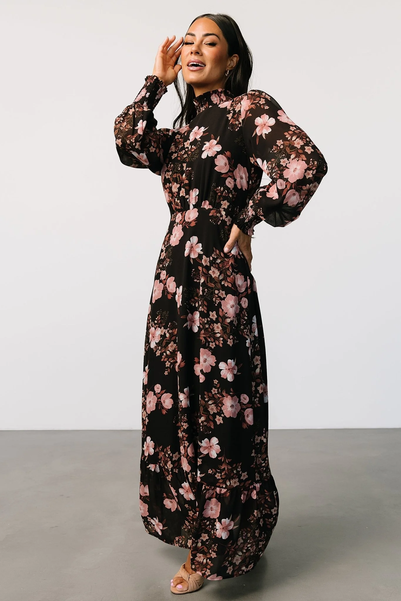 Luciana Maxi Dress | Black + Mauve