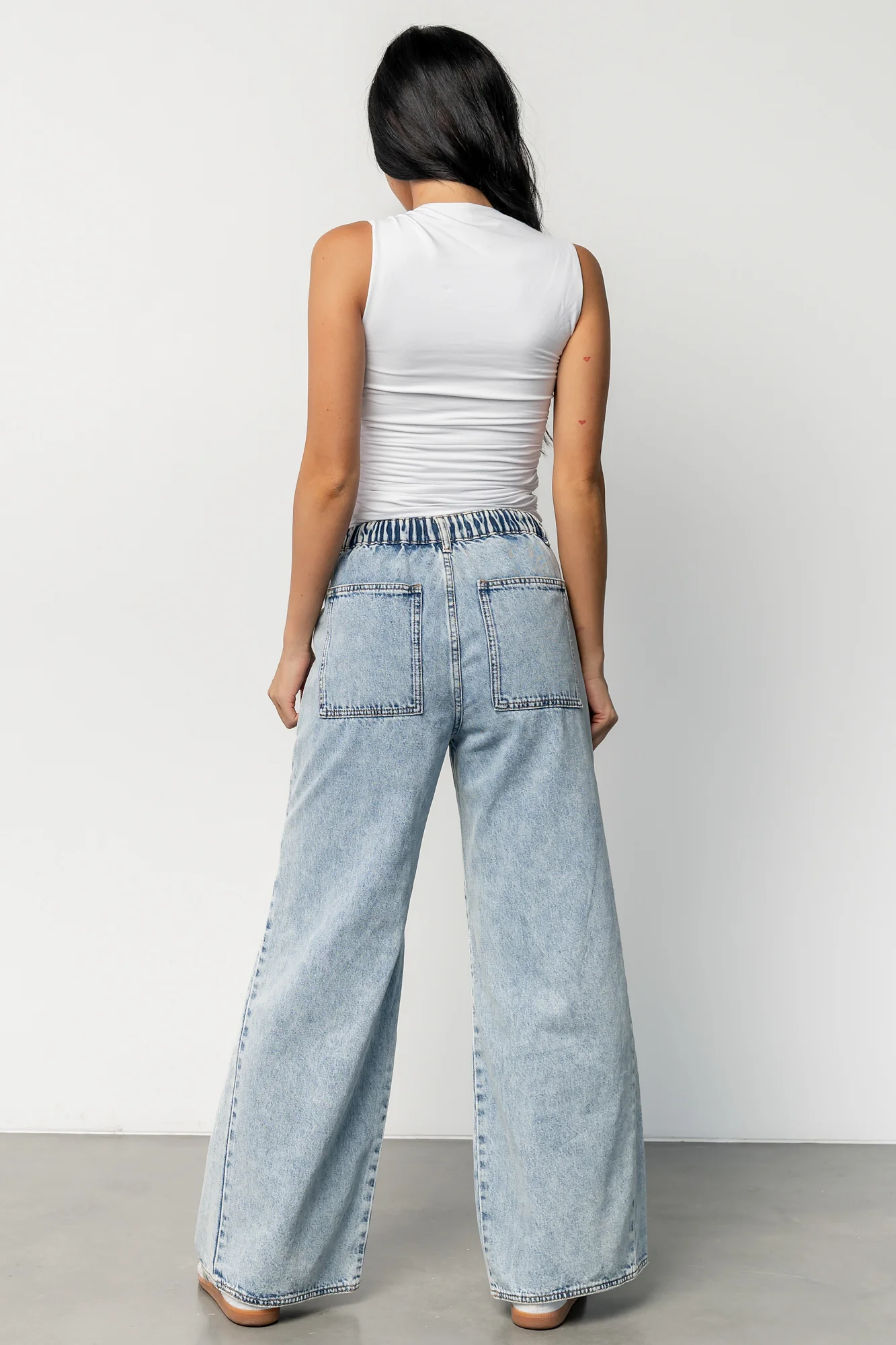 Skyler Drawstring Wide Leg Jeans | Light Wash