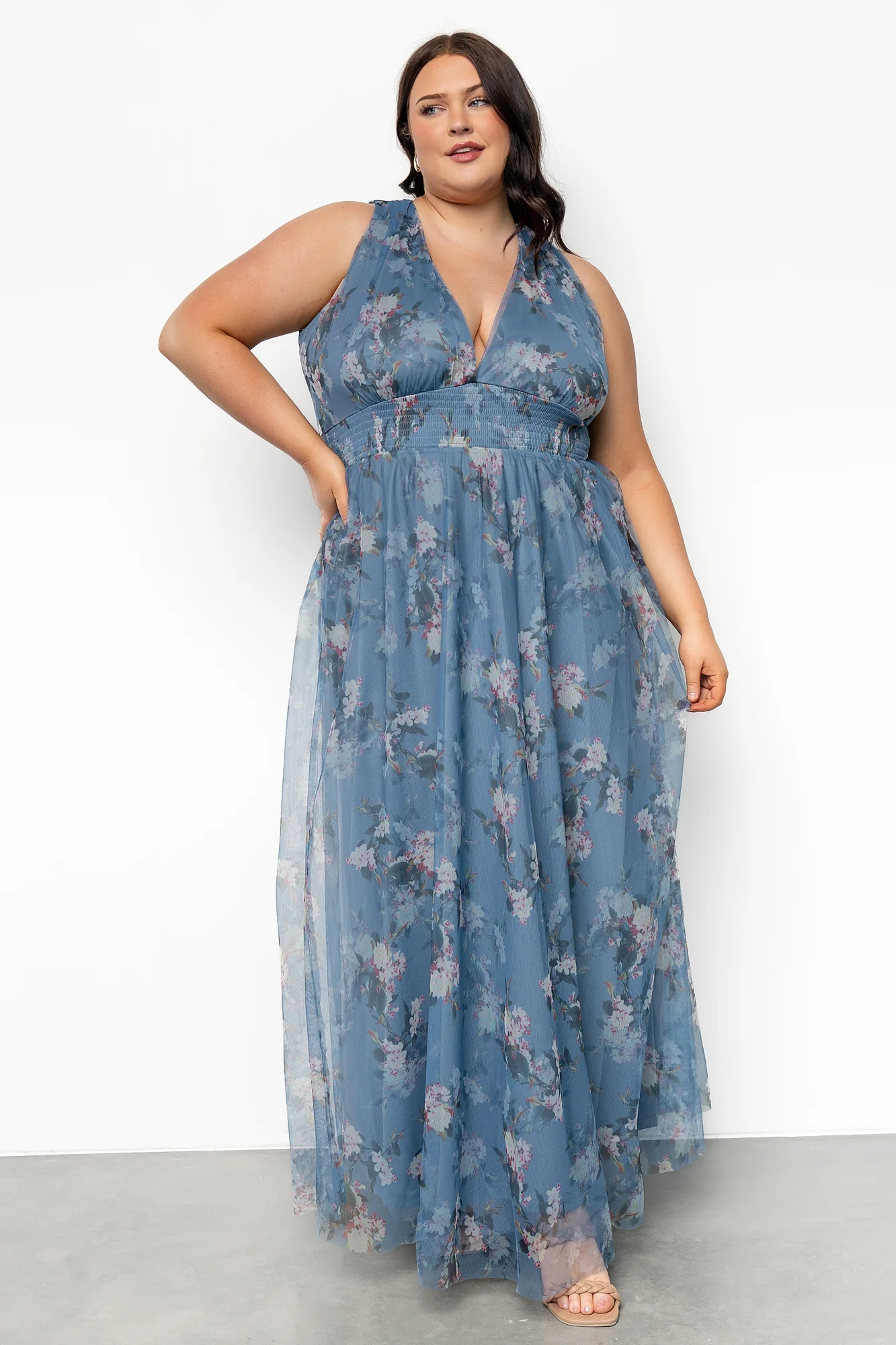 Kamila Tulle Maxi Dress | Blue Multi Floral