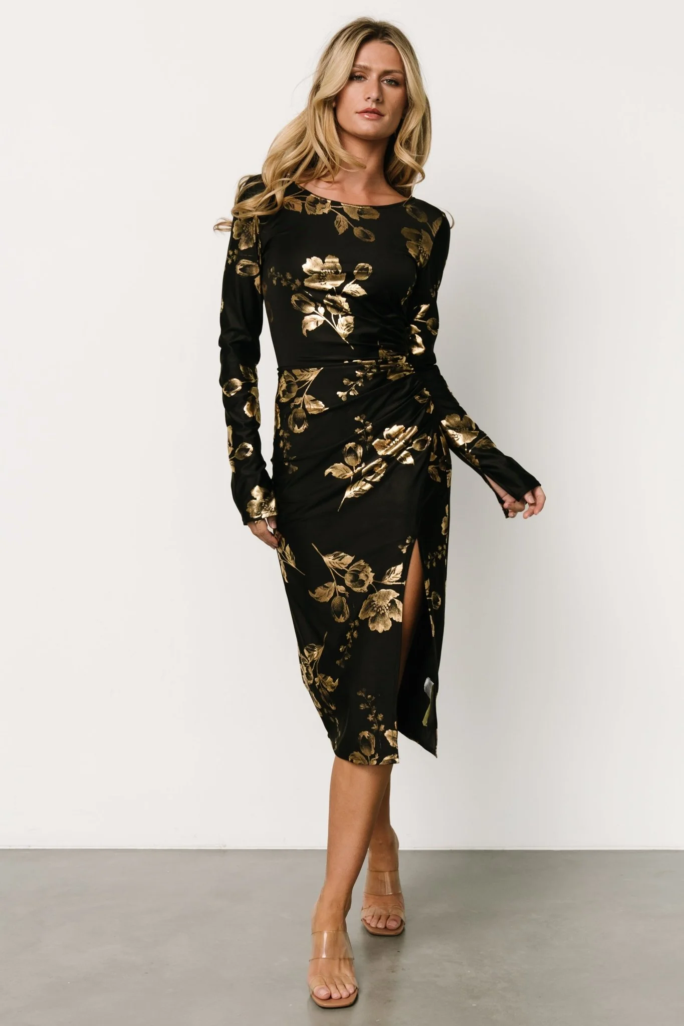 McQueen Midi Dress | Black + Gold
