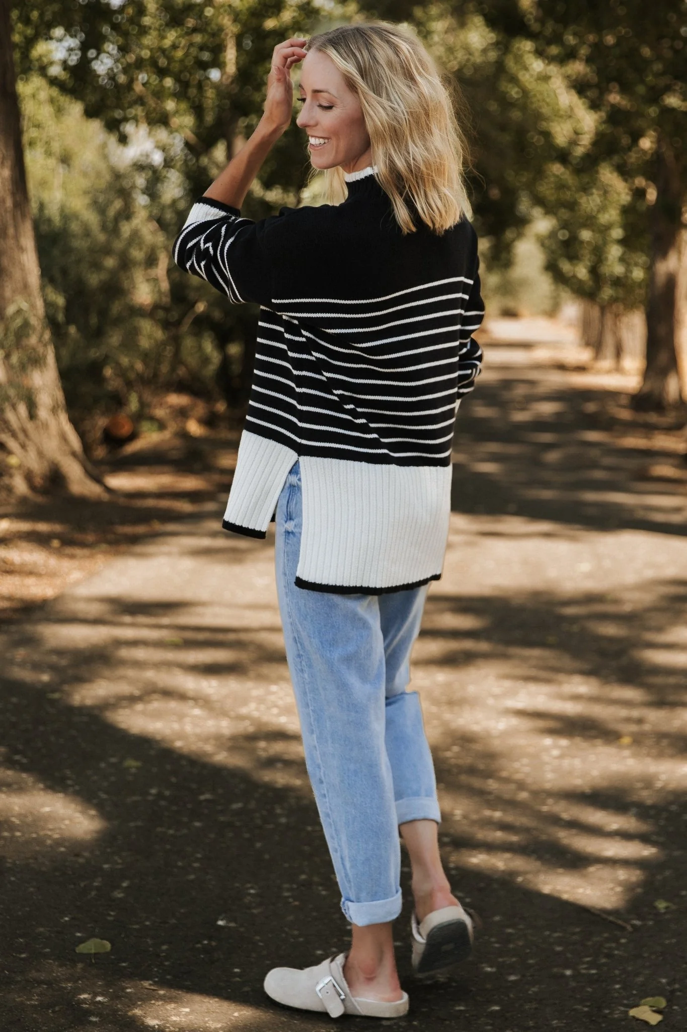 Benedict Stripe Knit Sweater | Black + Cream
