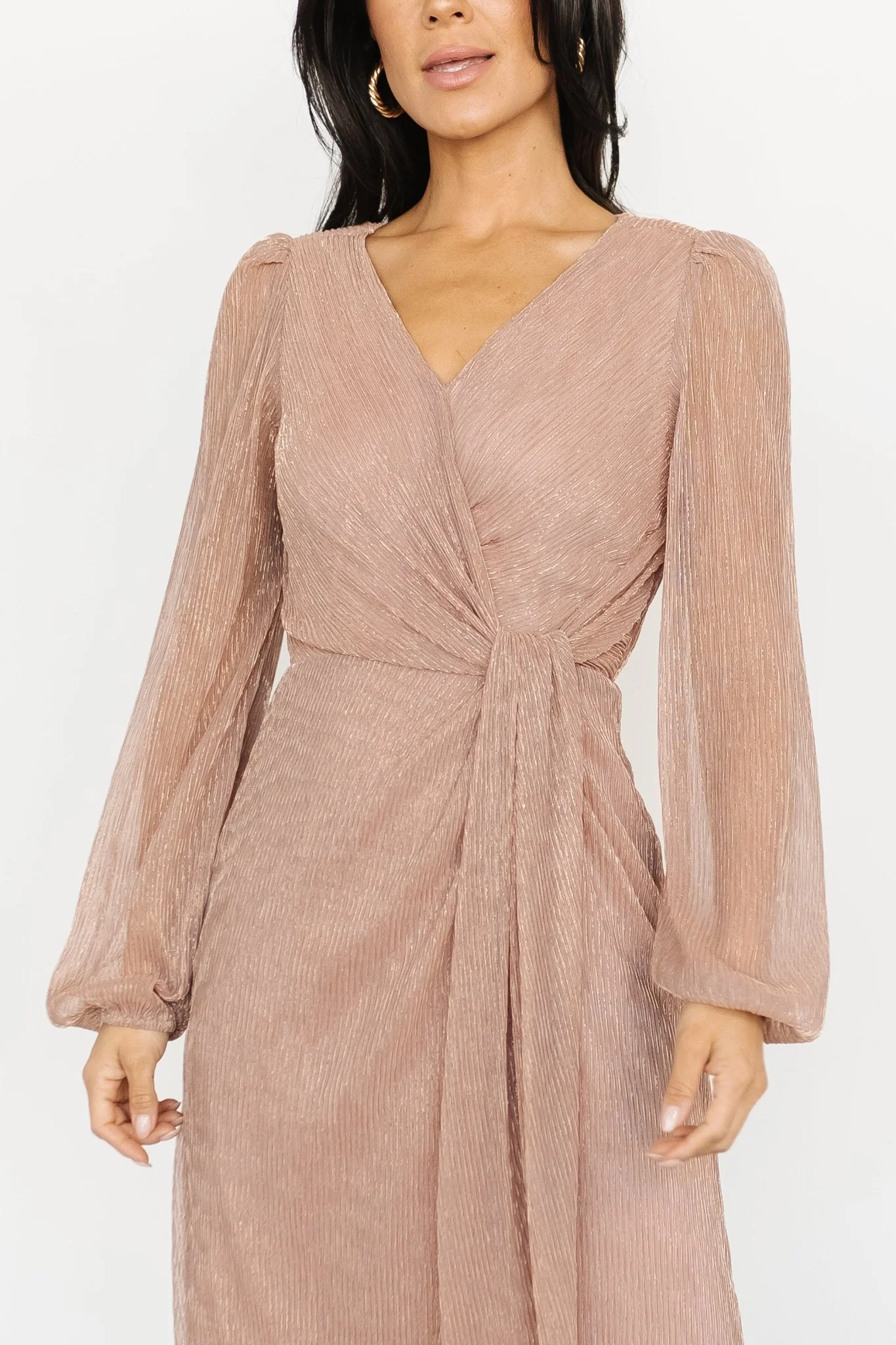 Devlyn Pleated Dress | Rose Shimmer