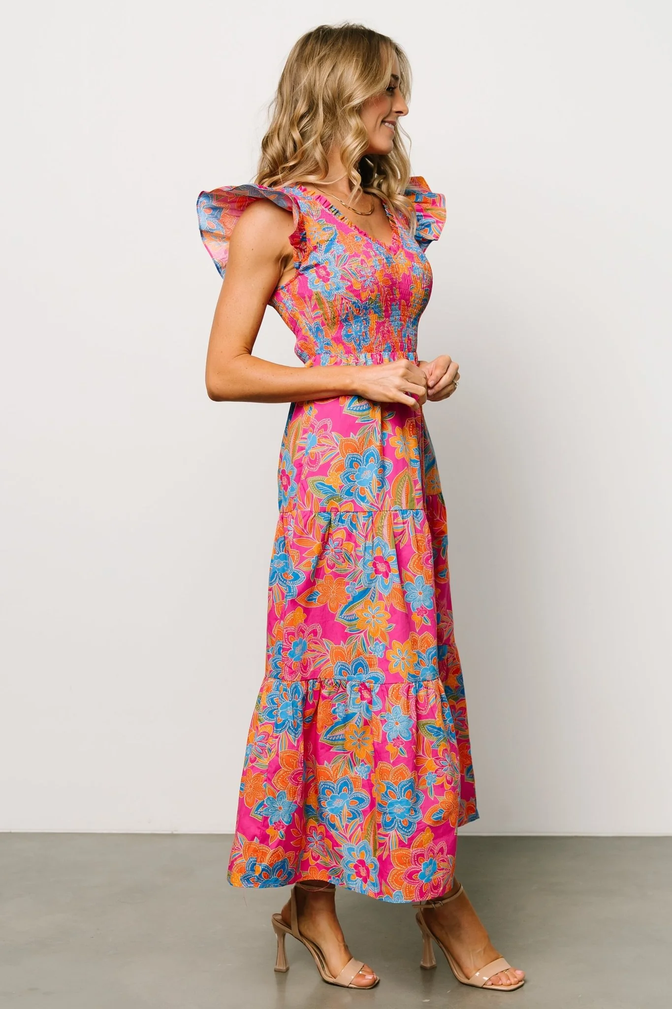 Ranchero Smocked Maxi Dress | Pink Multi
