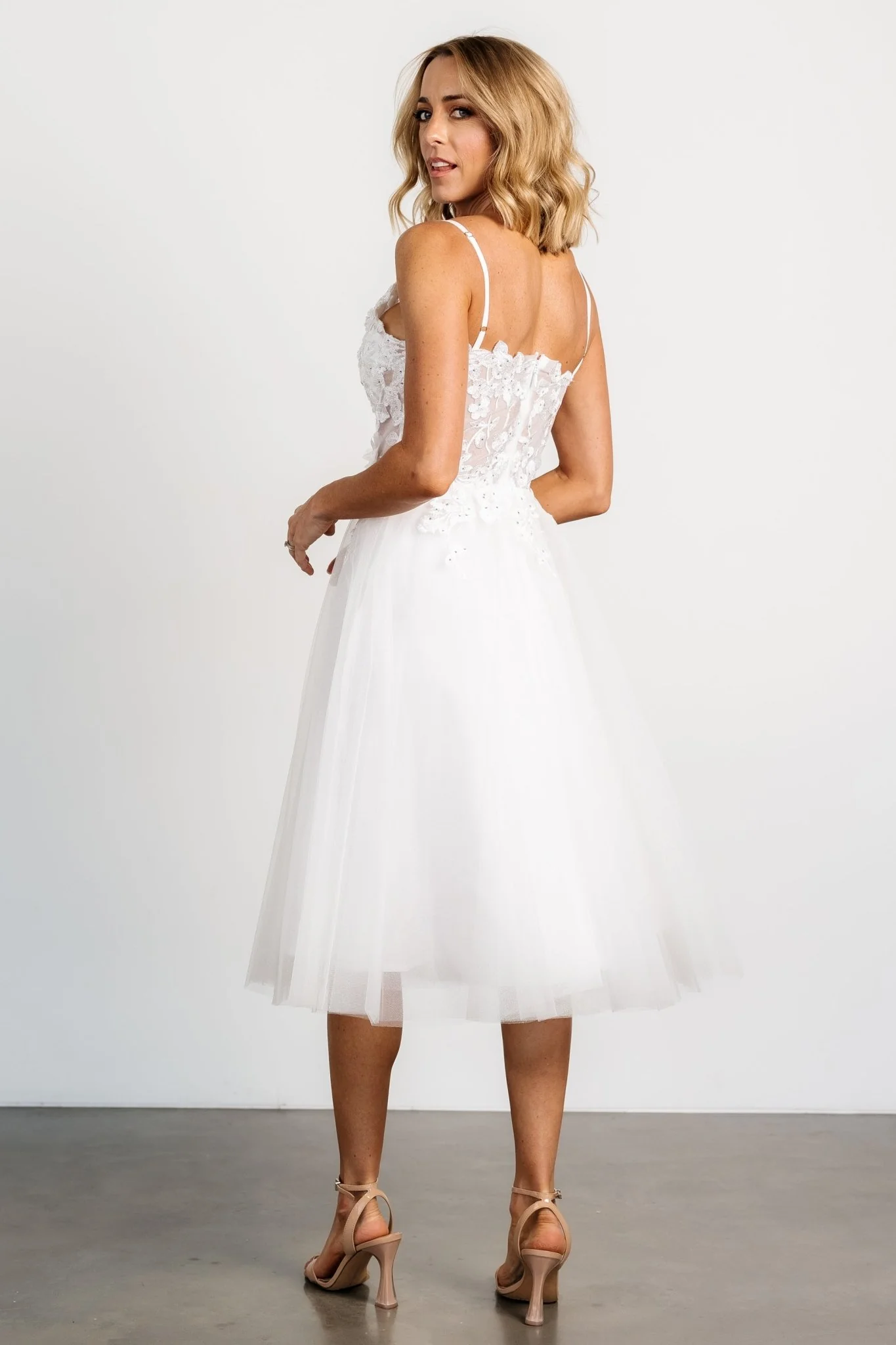 Noelle Shimmer Midi Dress | Off White