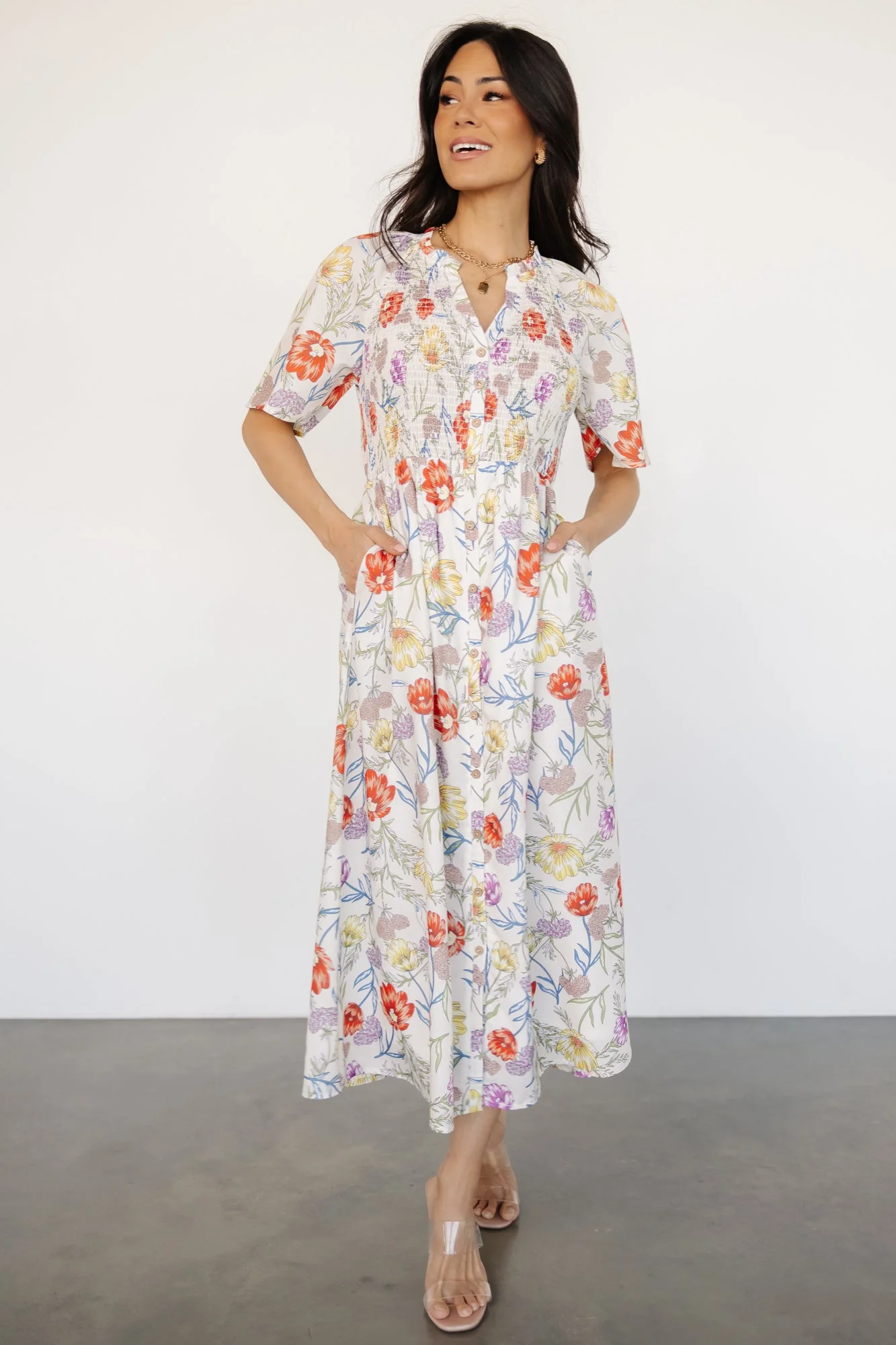 Botega Midi Dress | Ivory Multi Floral