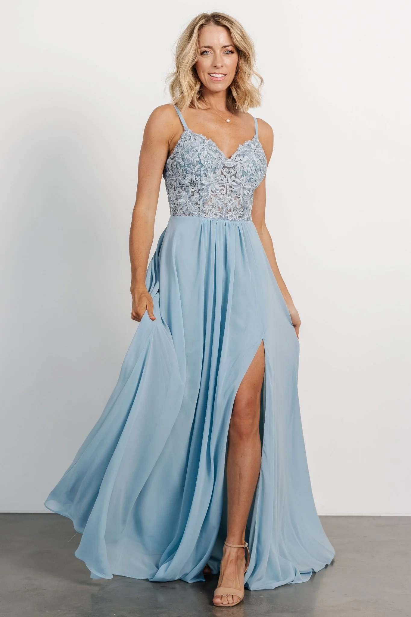 Samantha Lace Top Gown | Light Blue