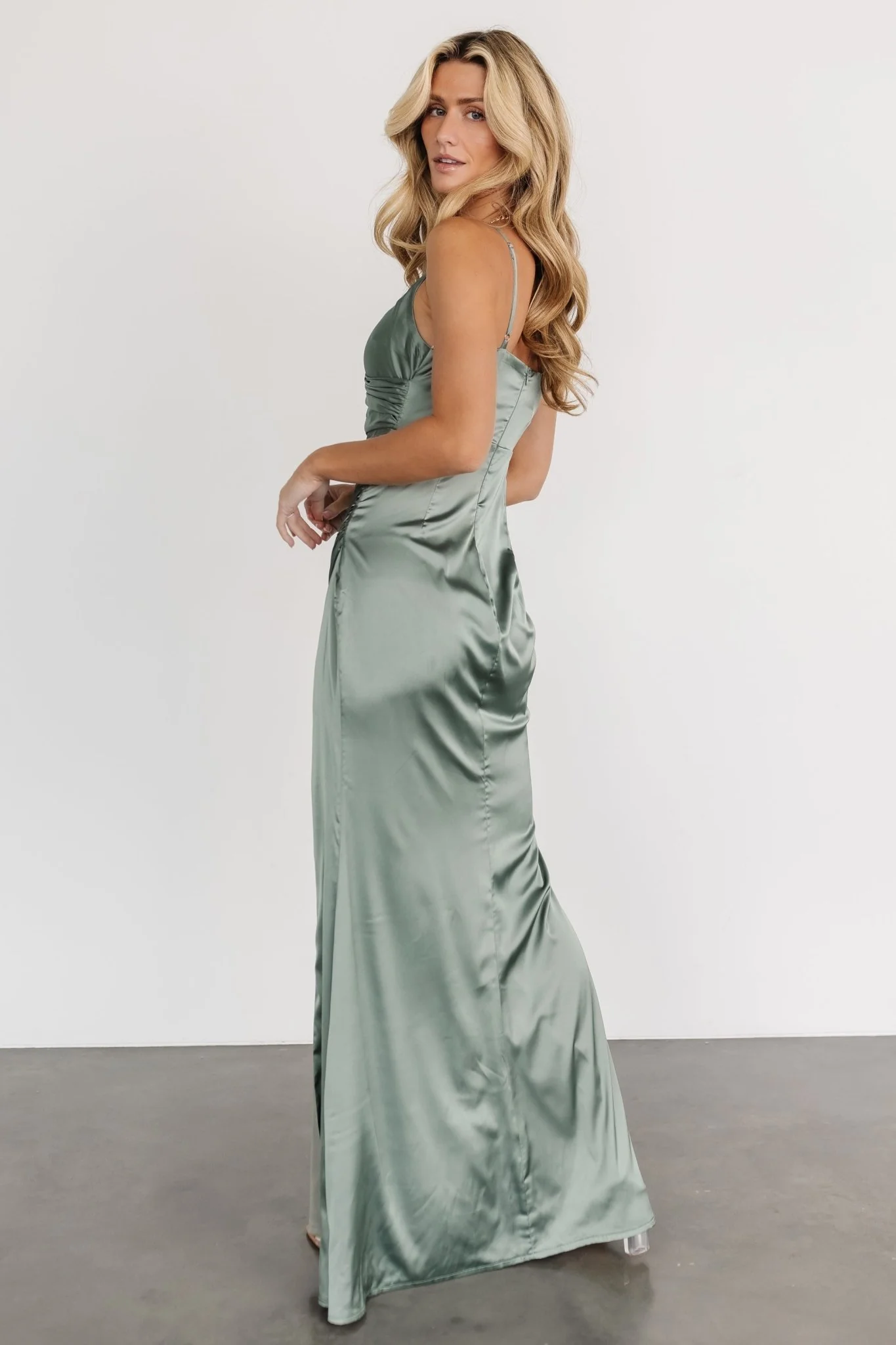 Monet Satin Gown | Eucalyptus
