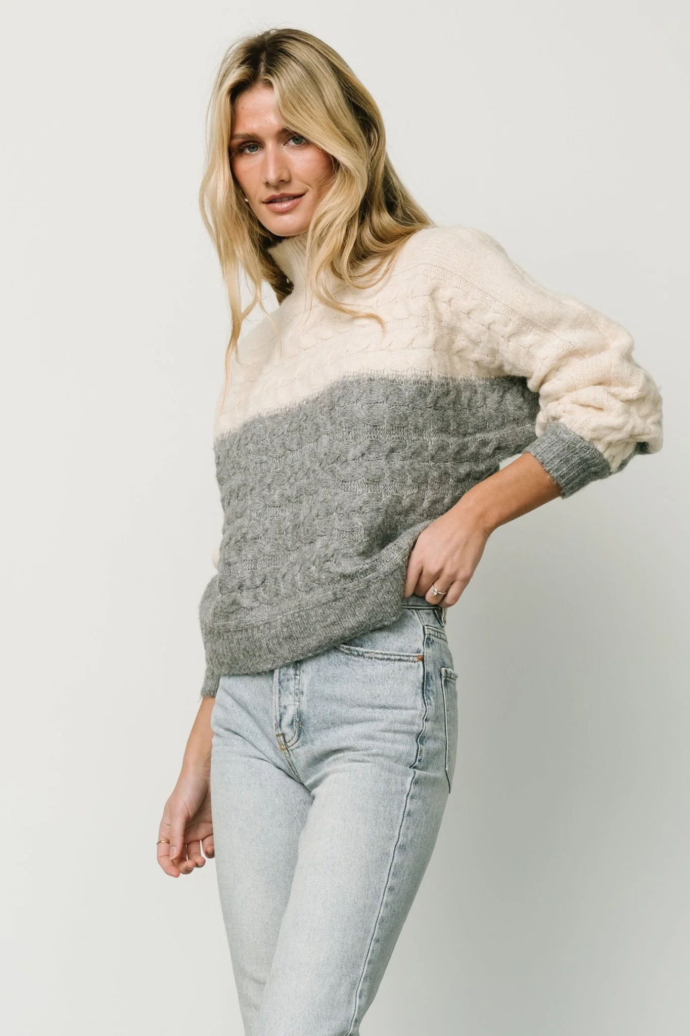 Jody Knit Sweater | Ivory + Gray
