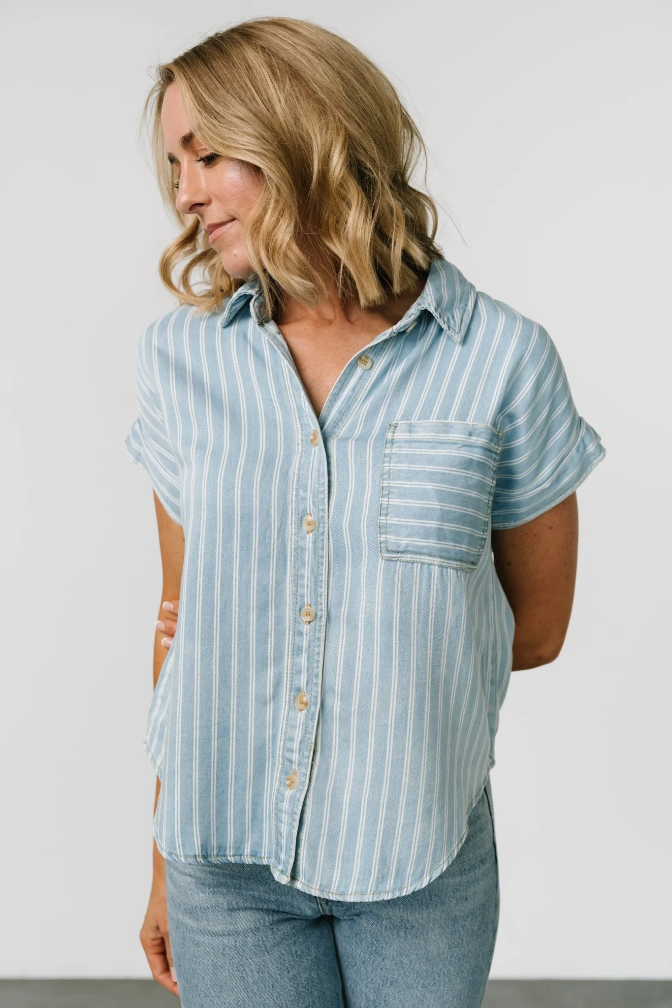 Berkley Striped Top | Denim Blue