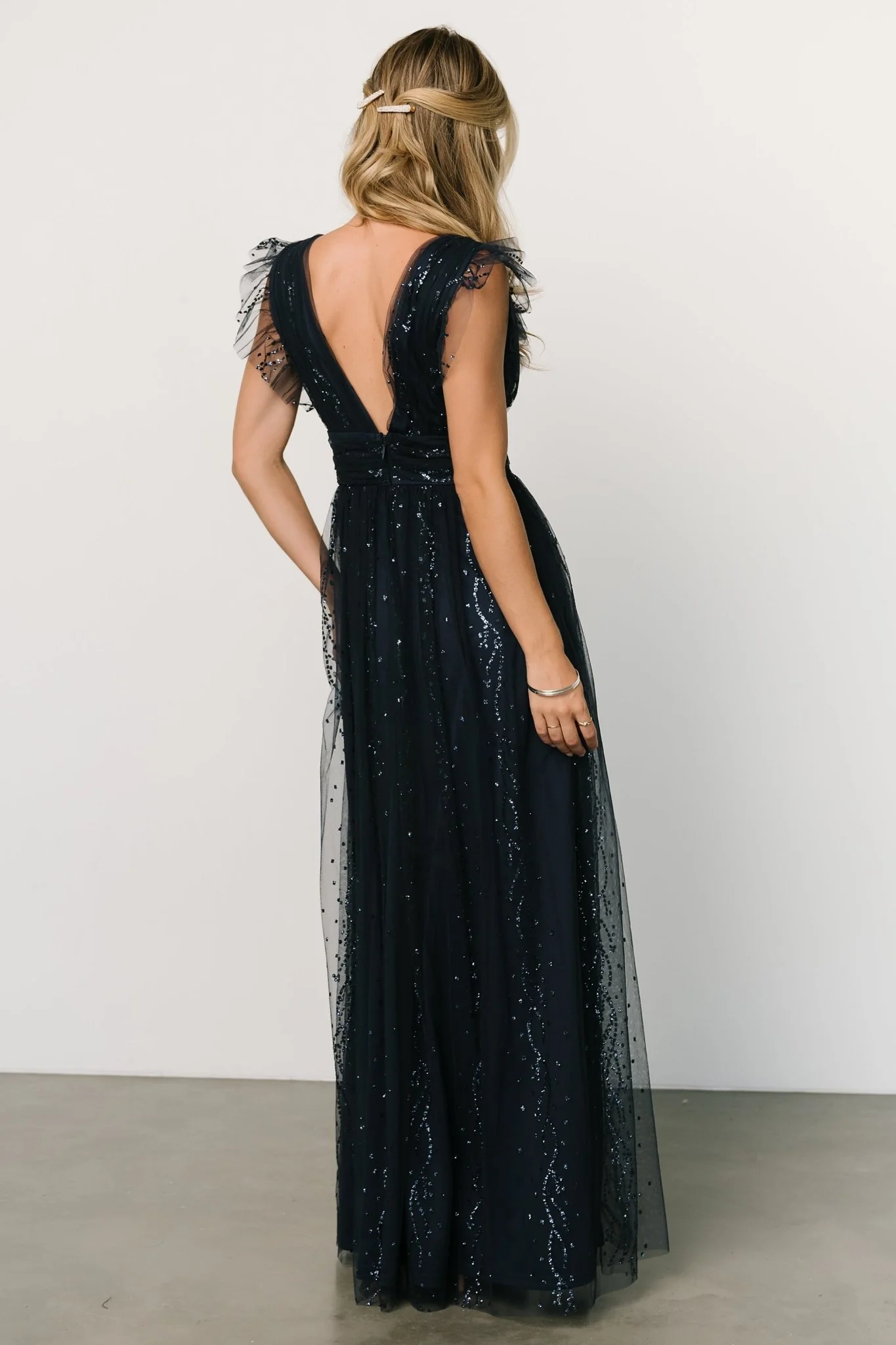 Annika Sequin Mesh Maxi Dress | Navy