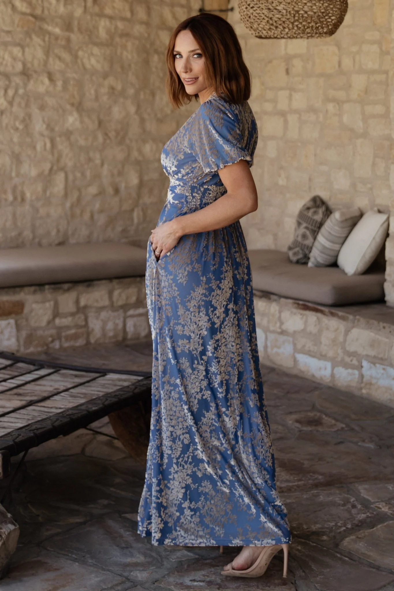 Leslie Velvet Maxi Dress | Blue + Silver