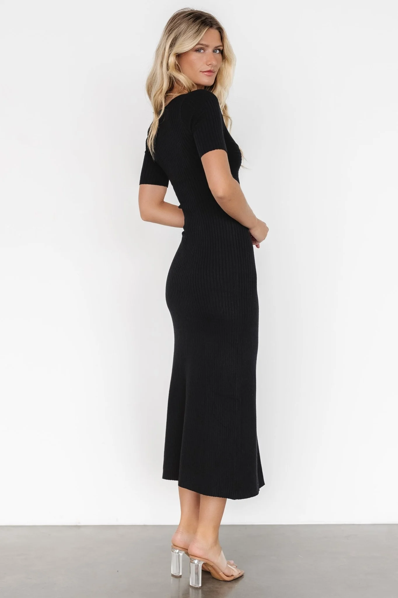 Keren Ribbed Maxi Dress | Black