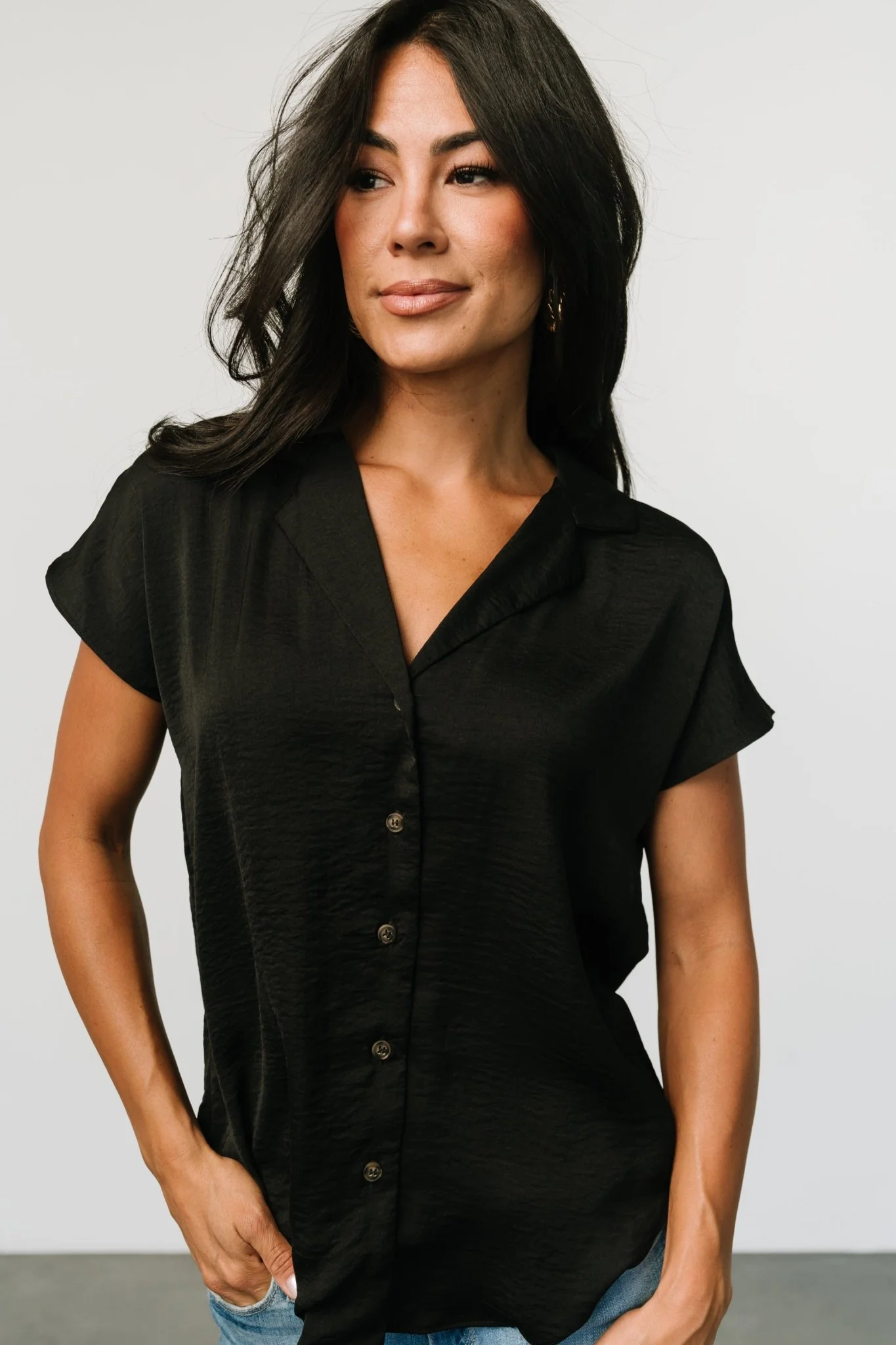 Corey Button Top | Black