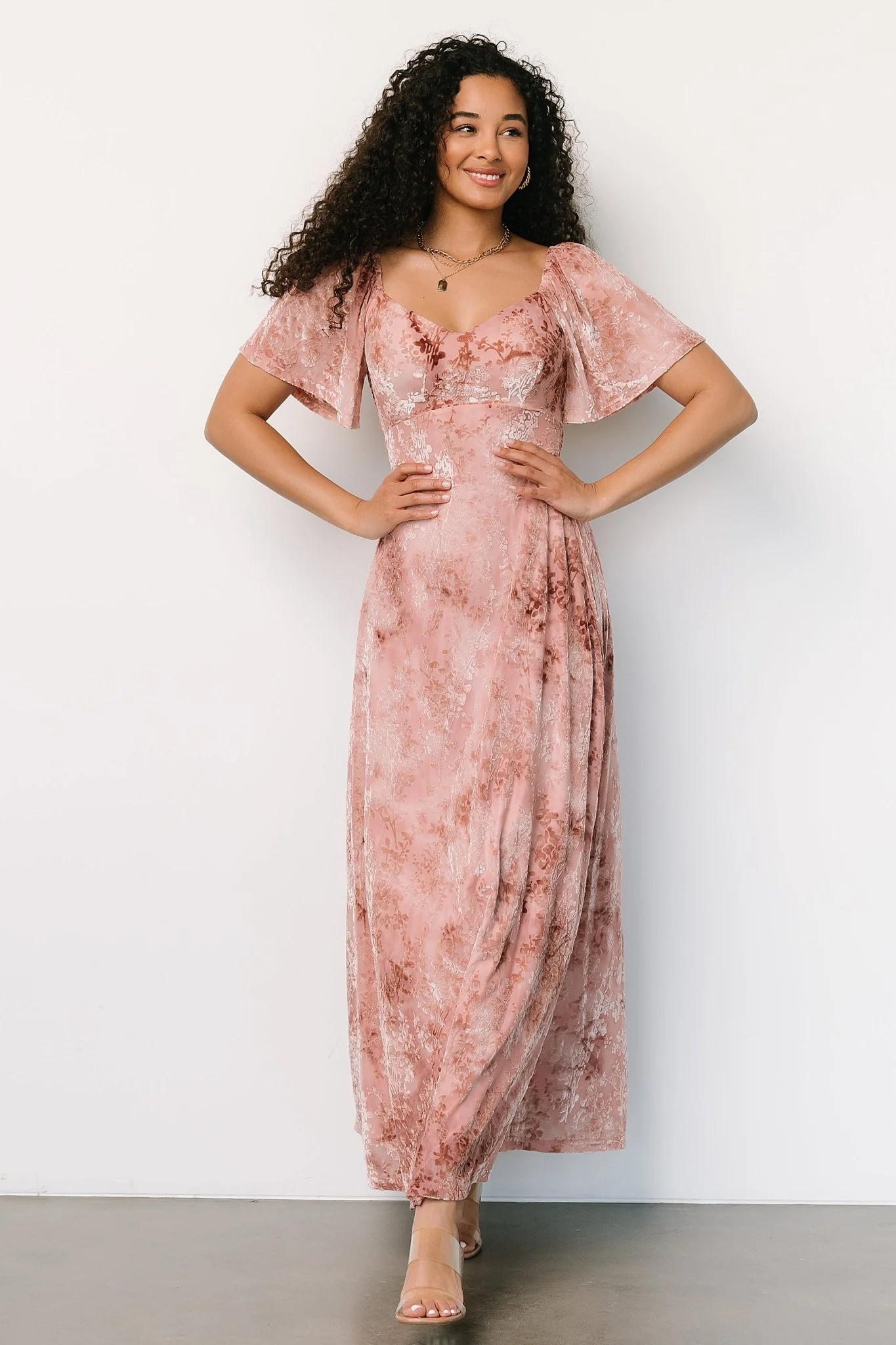 Everley Velvet Maxi Dress | Blush