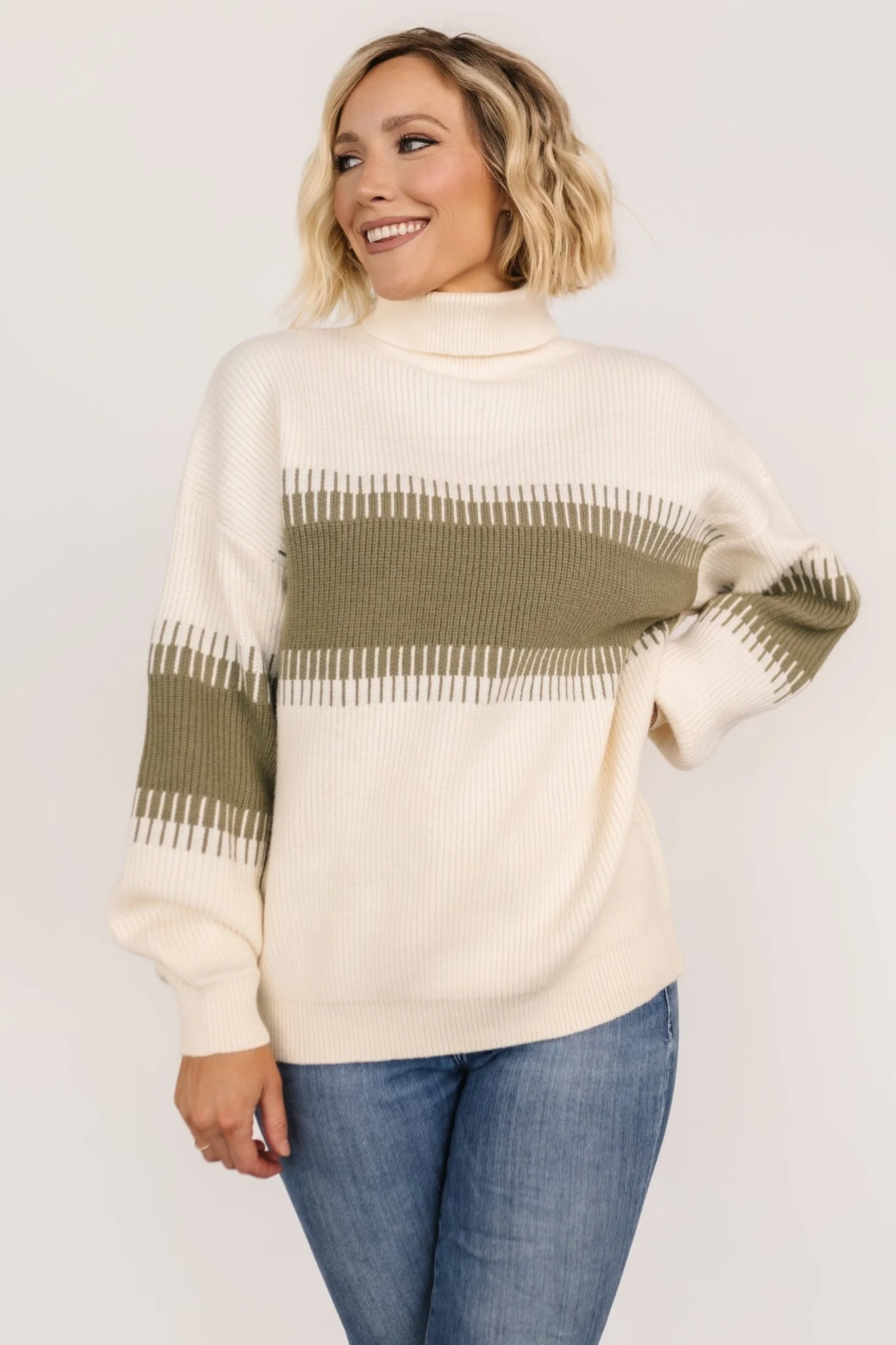 Antonov Turtle Neck Sweater | Sage + Cream