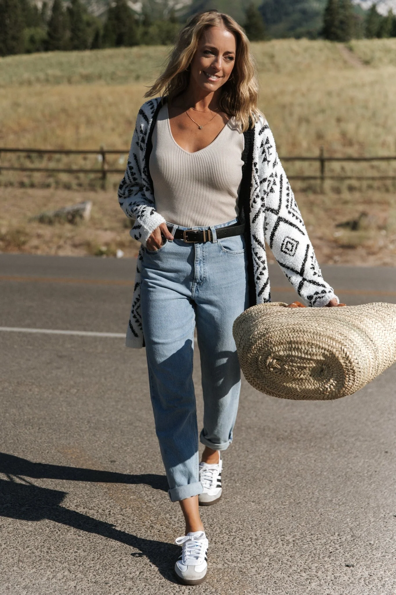 Jay Oversized Cardigan | White + Black