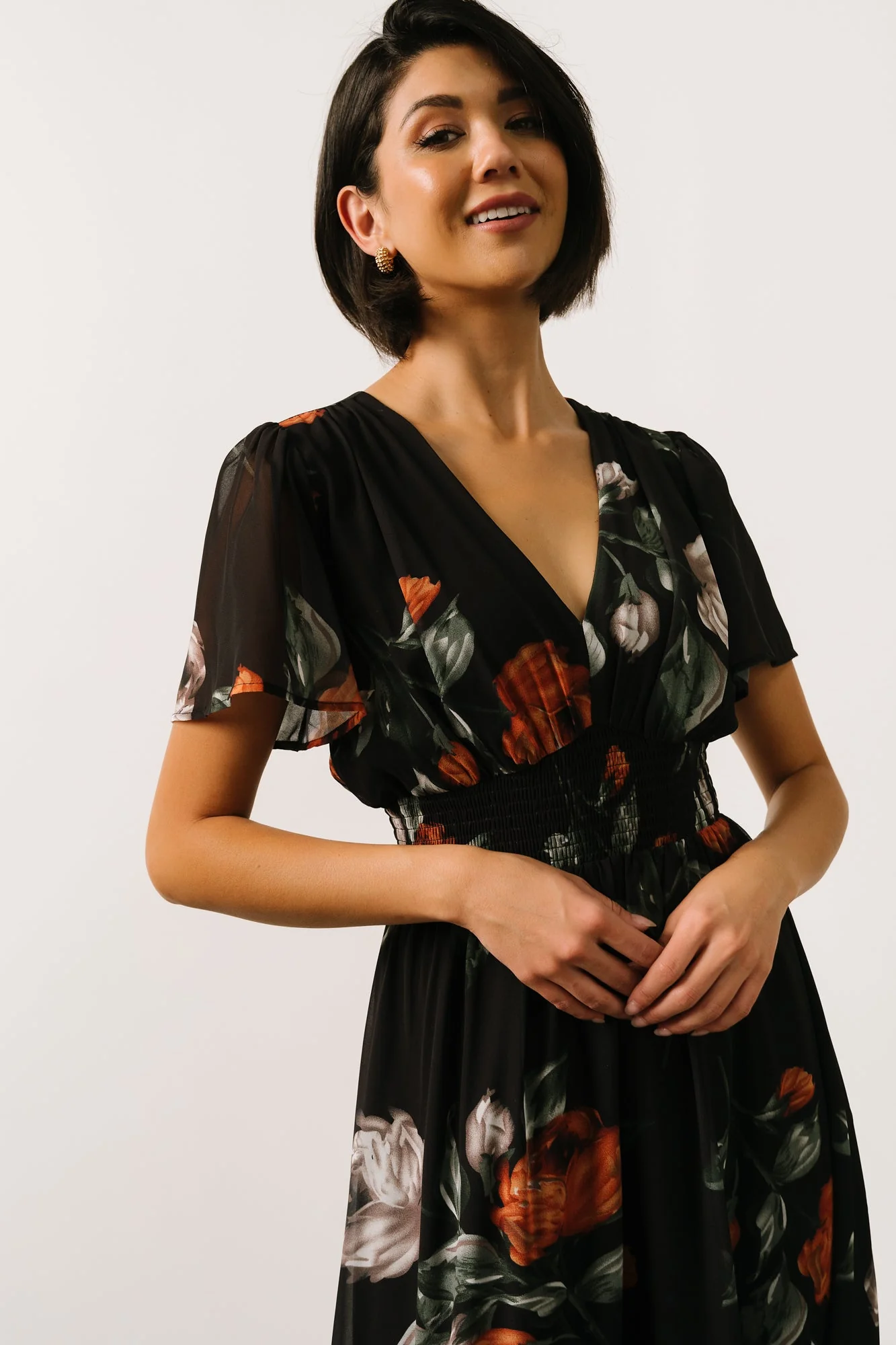 Birdie Maxi Dress | Black + Rust Floral