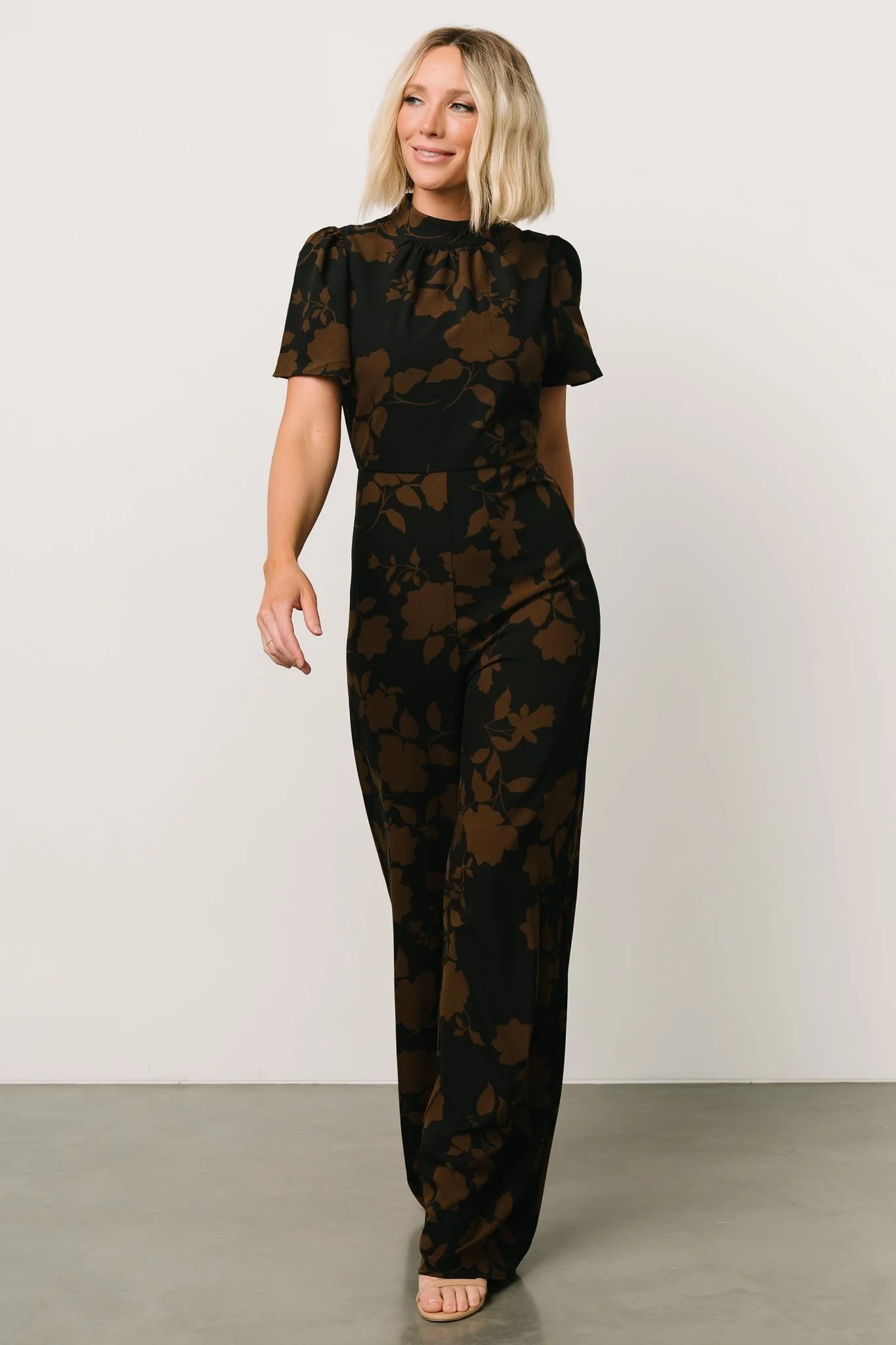 Langham Mock Neck Jumpsuit | Espresso Print