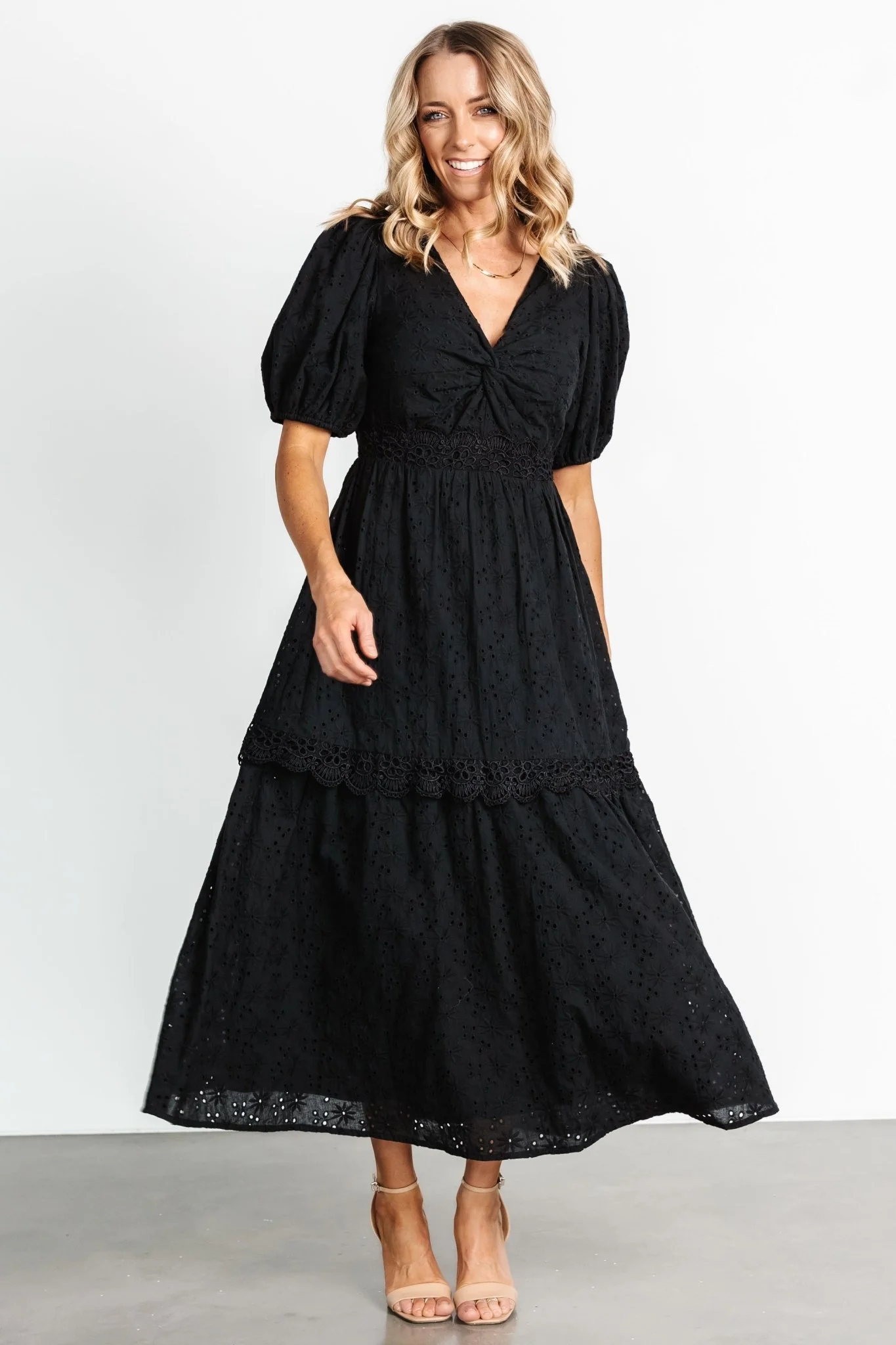 Jackie Eyelet Maxi Dress | Black