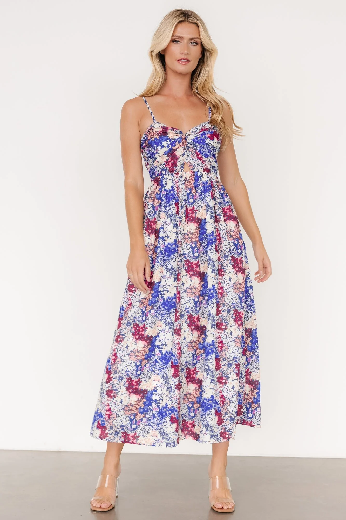 Evette Sweetheart Tank Dress | Blue Multi