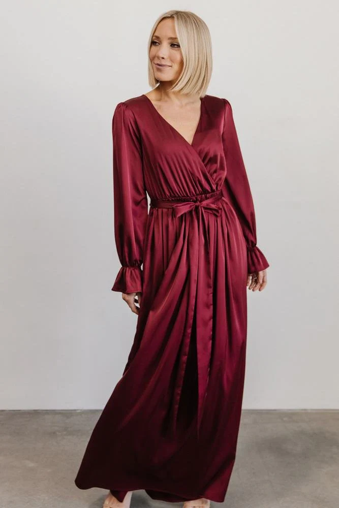 Holly Satin Maxi Dress | Cranberry