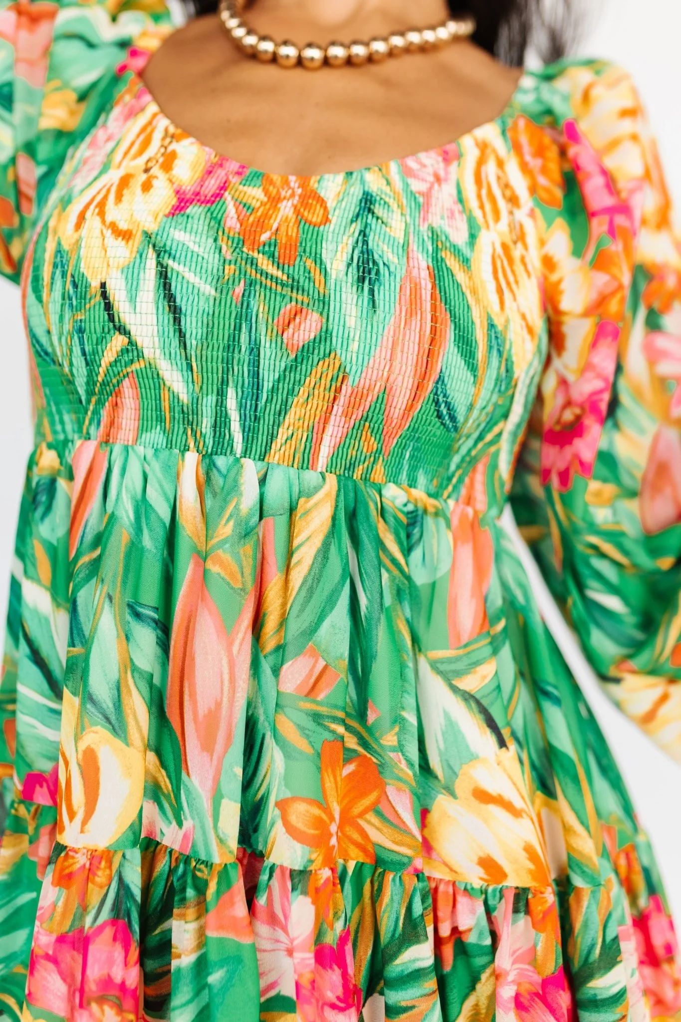 Acapulco Short Dress | Green Multi Print