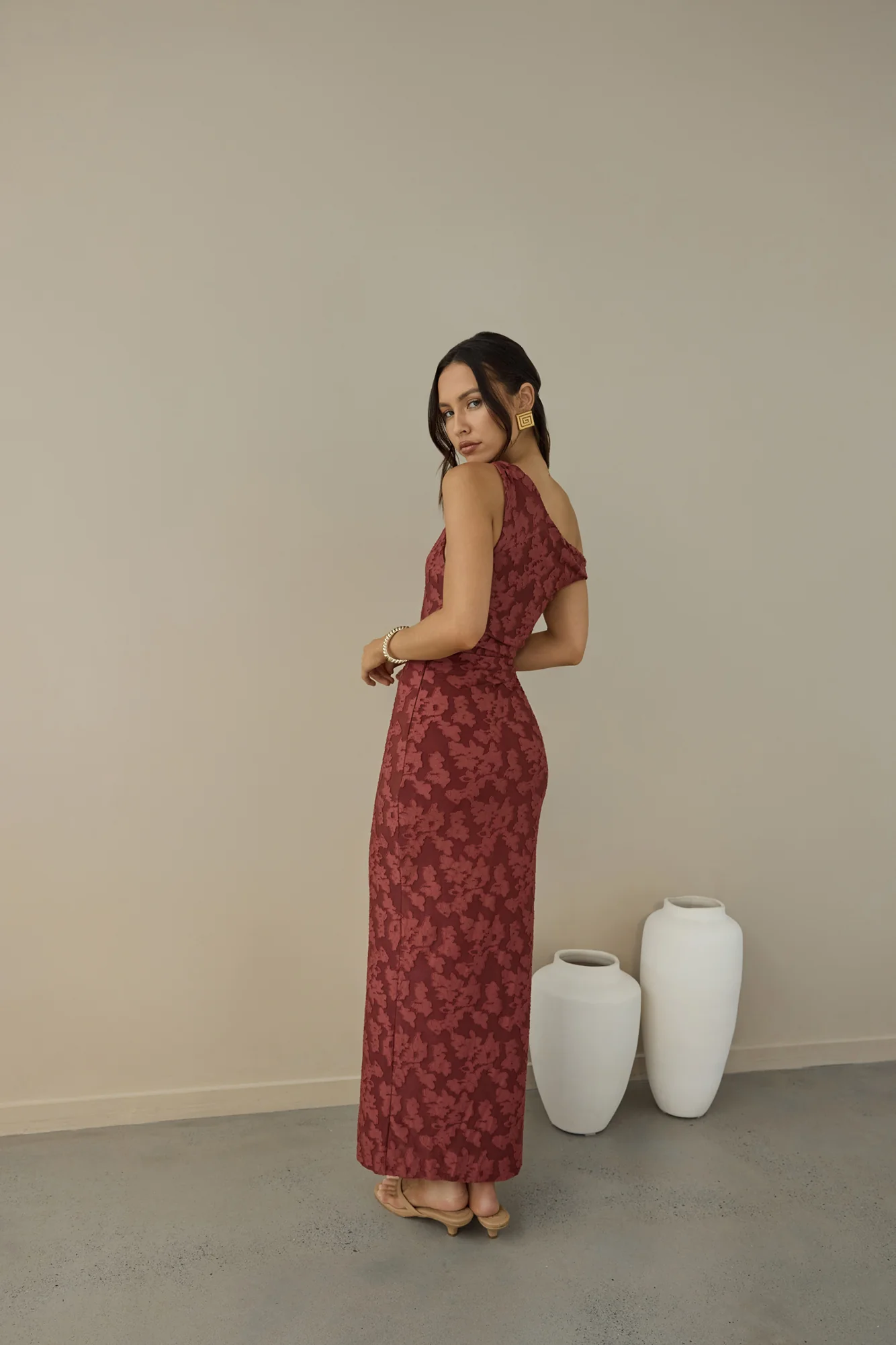 Breeze Of Pink Maxi Dress Wine