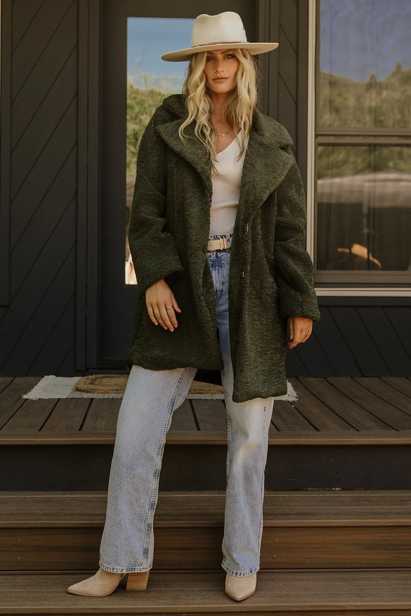 Damien Sherpa Coat | Dark Green