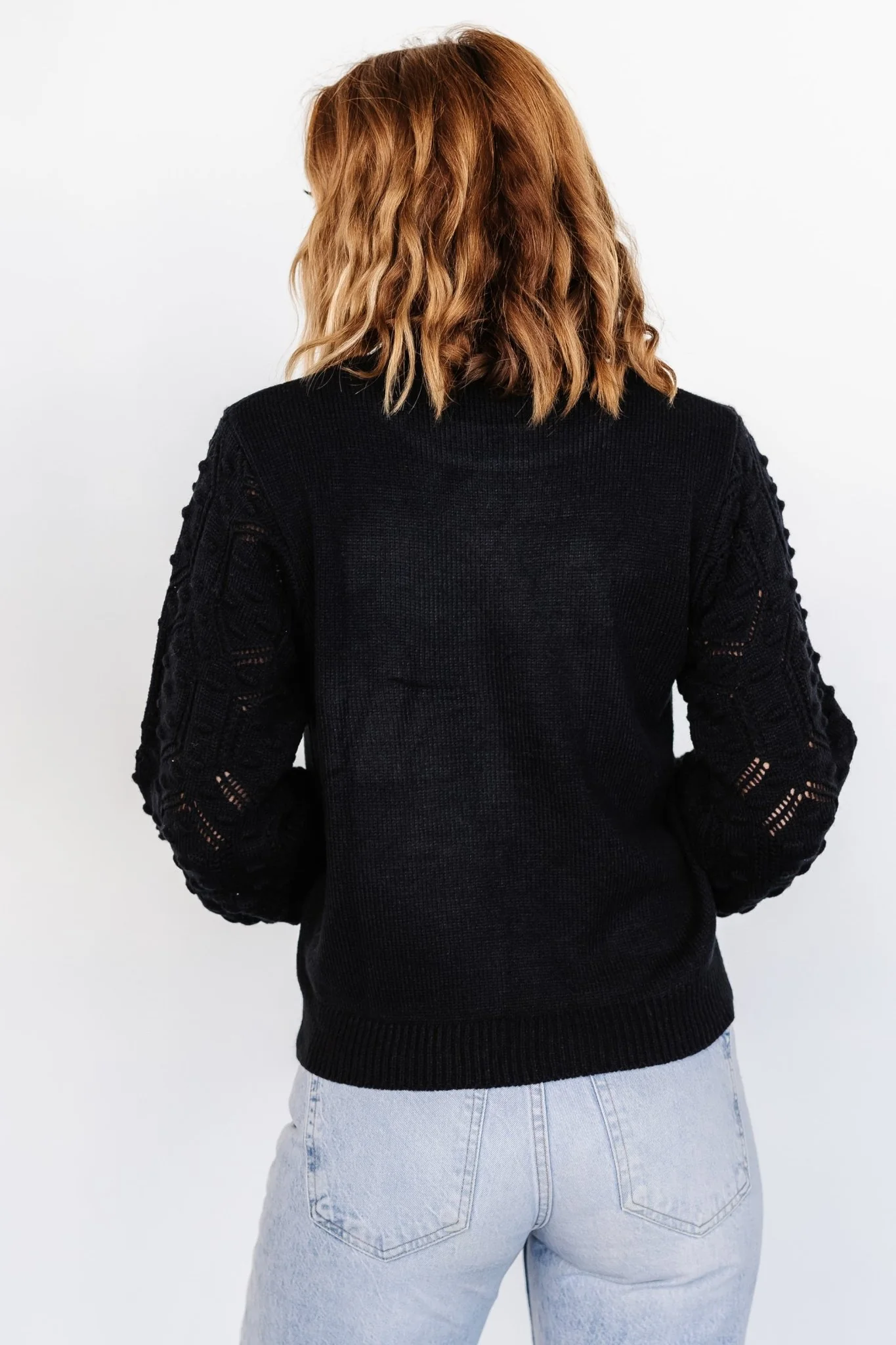 Devri Pointelle Sweater | Black