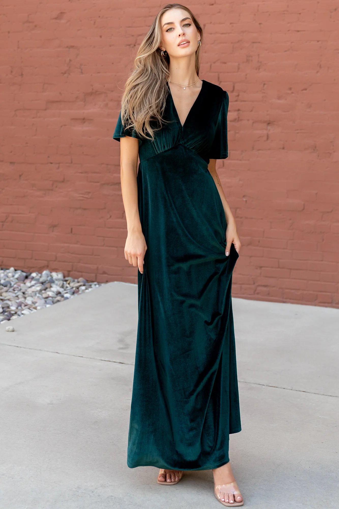 Vivian Velvet Maxi Dress | Emerald