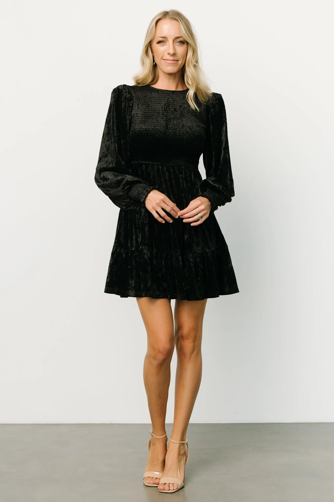 Kele Crushed Velvet Mini Dress | Black
