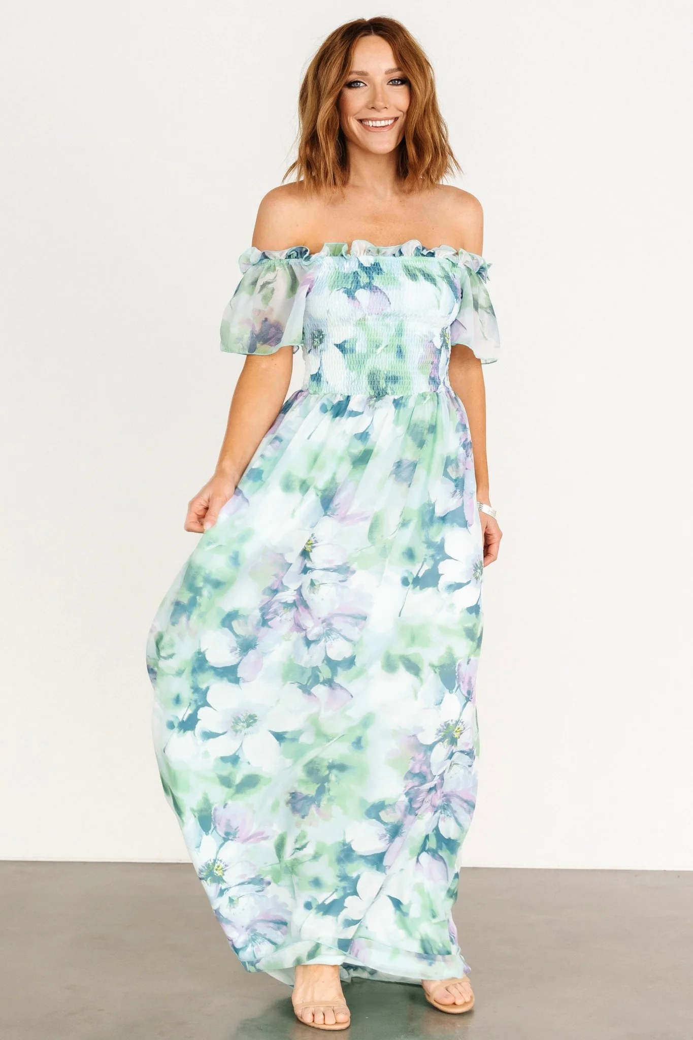 Elina Maxi Dress | Blue + Green Multi Floral