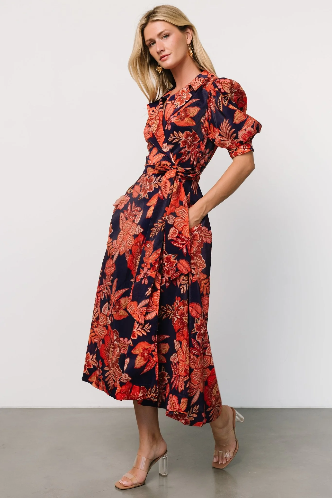 Potenza Wrap Dress | Navy + Rust