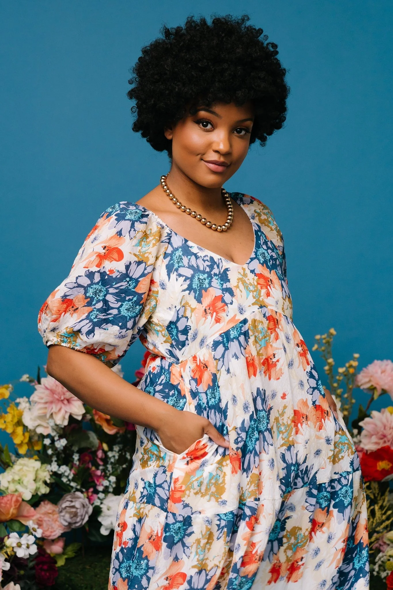 Denton Midi Dress | Blue Multi