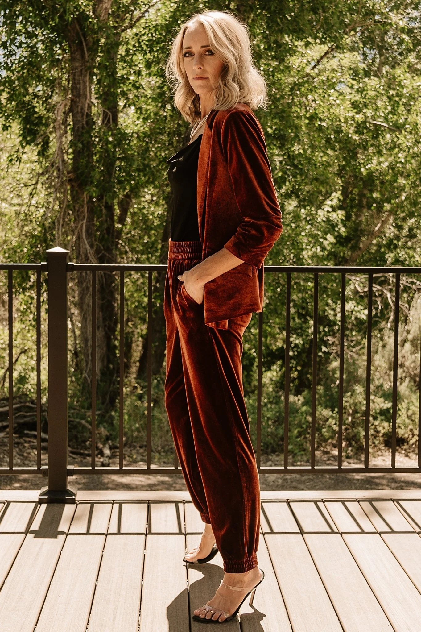 Brinton Velvet Blazer | Cinnamon