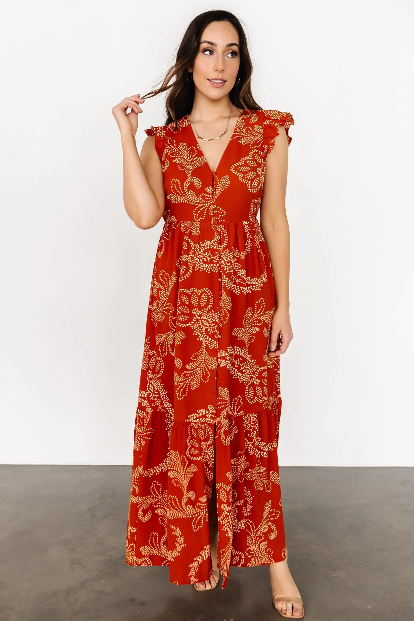 Ginger Button Down Maxi Dress | Rust + Ivory