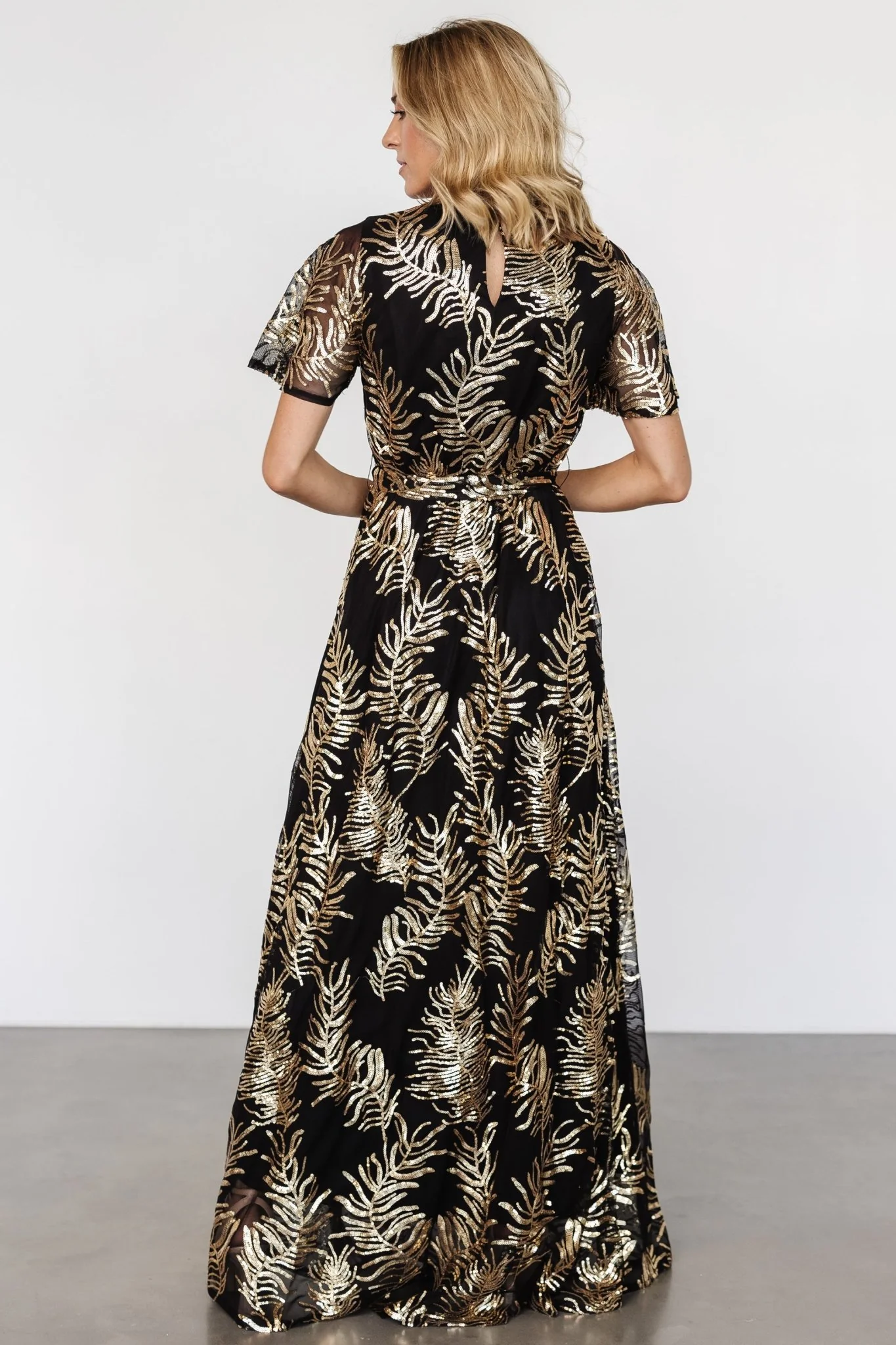 Muse Sequin Maxi Dress | Black + Gold