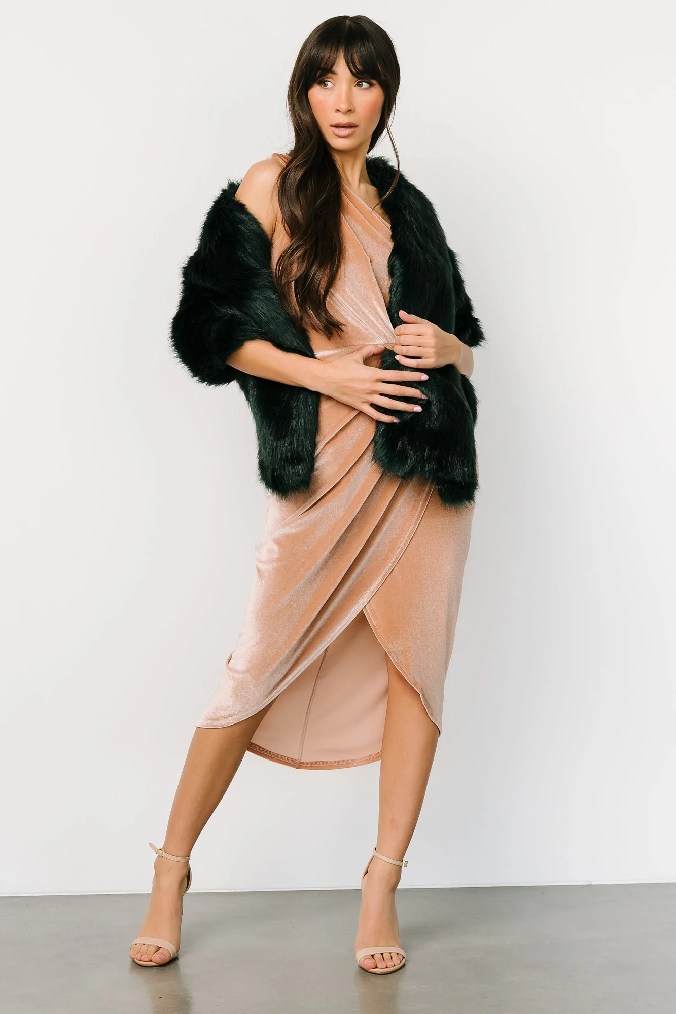 Jovie Faux Fur Shawl | Deep Emerald