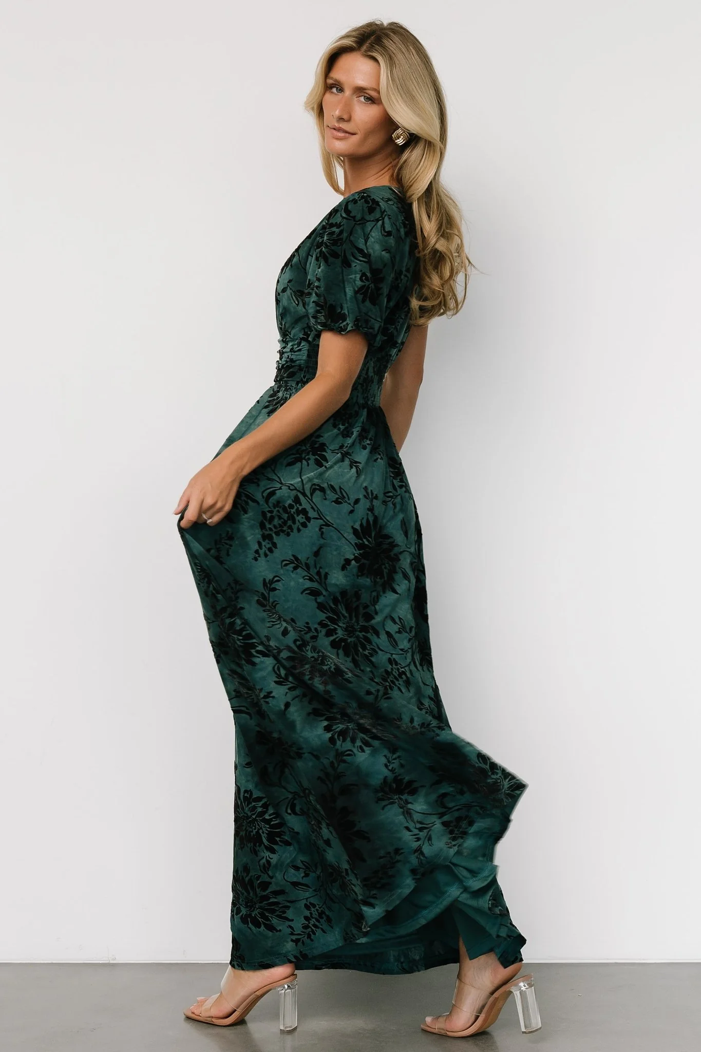 Leslie Velvet Maxi Dress | Jade + Black