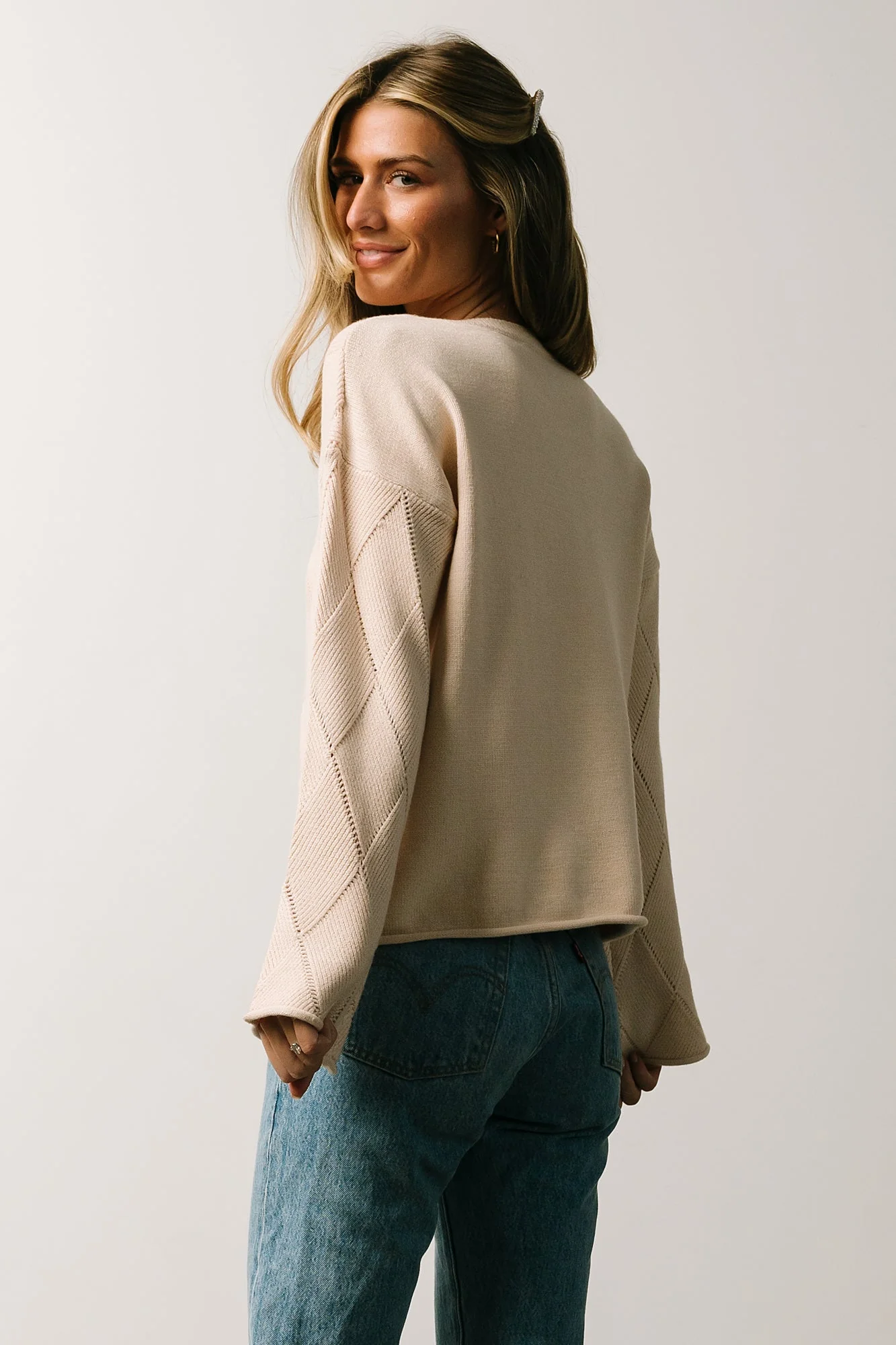 Britta Diamond Knit Sweater | Beige