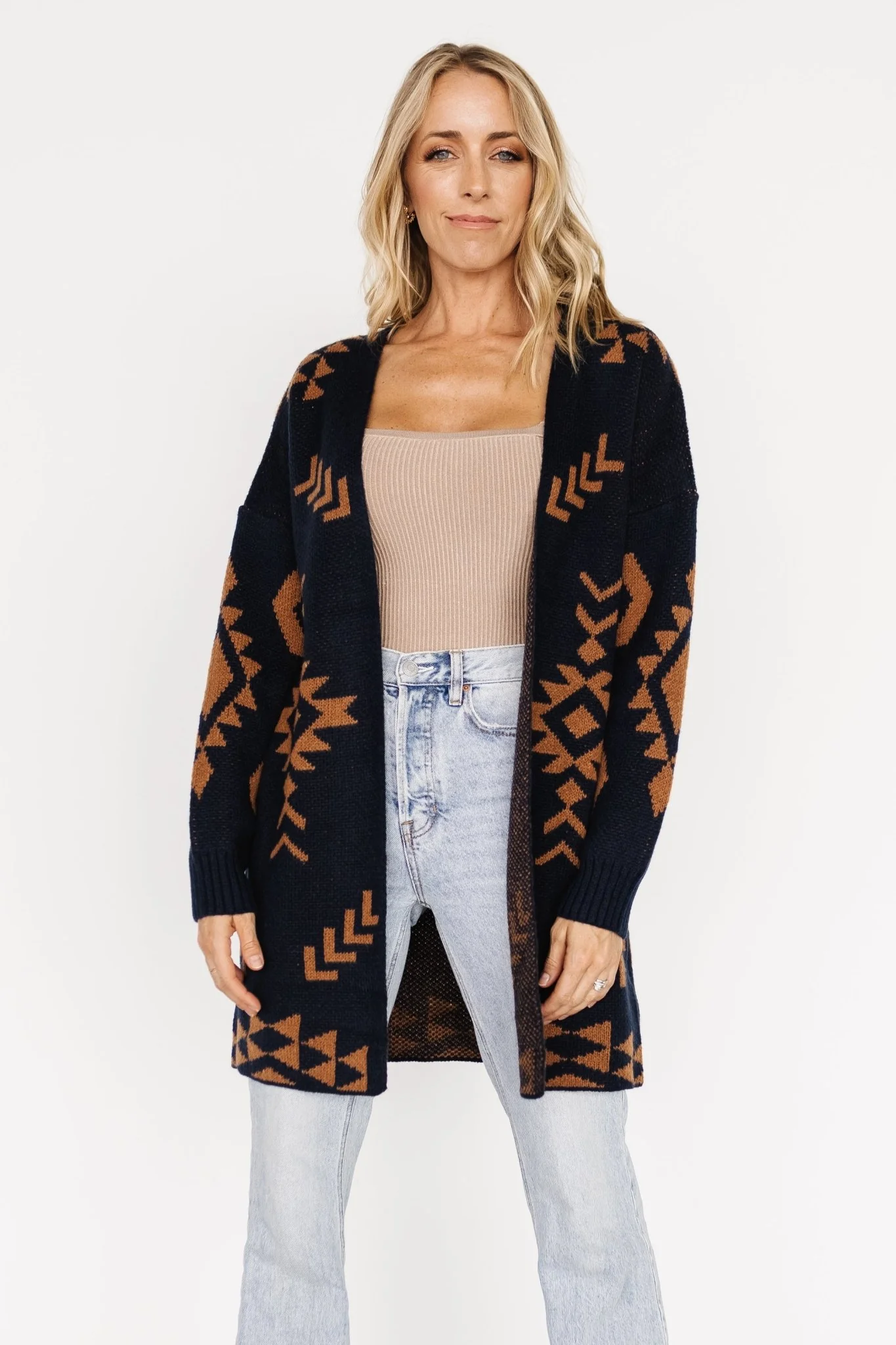 Hays Oversized Cardigan | Navy + Camel