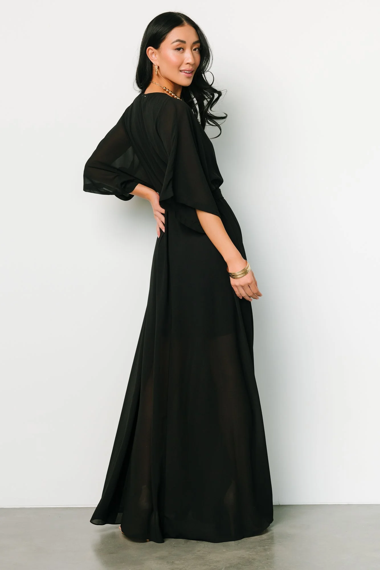 Kia Kimono Maxi Dress | Black