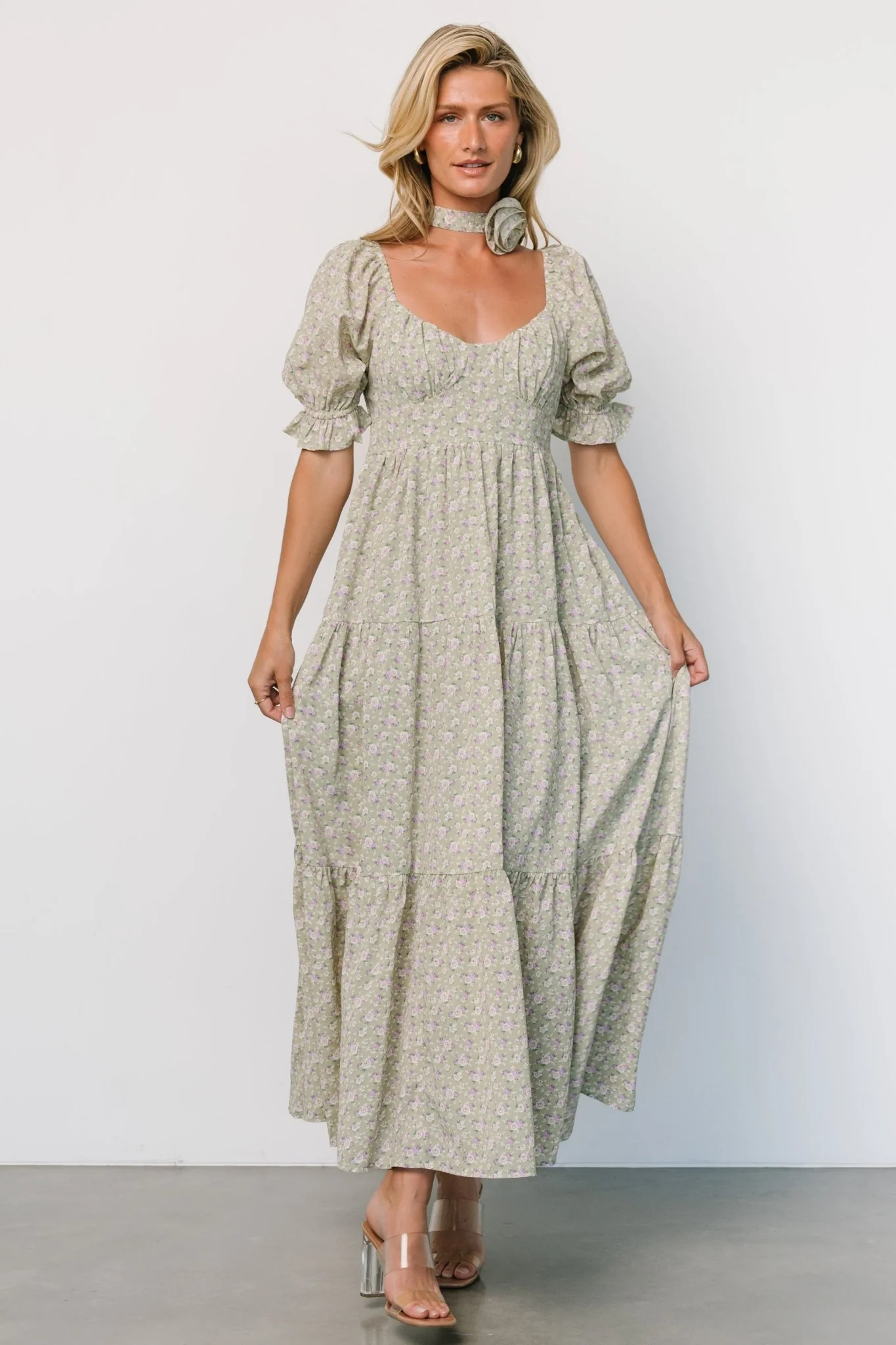 Bonnie Rosette Maxi Dress | Sage Multi