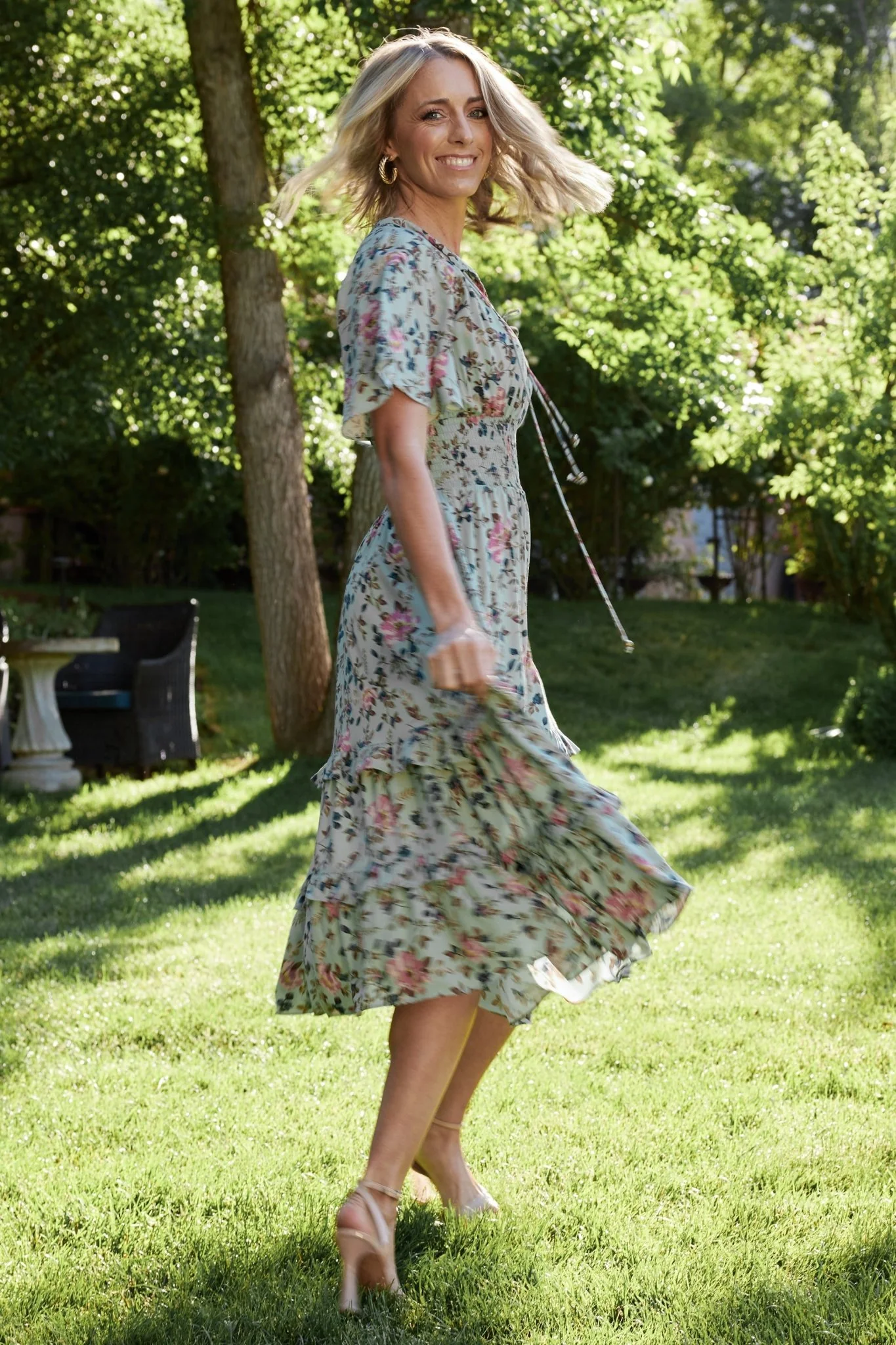 Spell Boho Midi Dress | Sage + Pink Floral