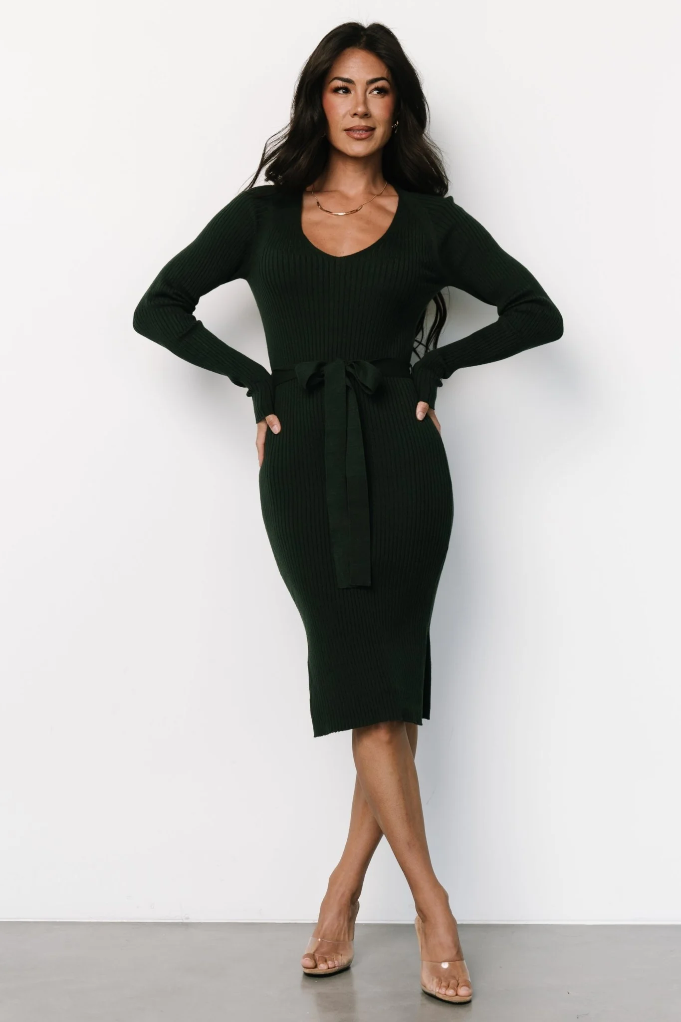 Blayne Ribbed Midi Dress | Emerald