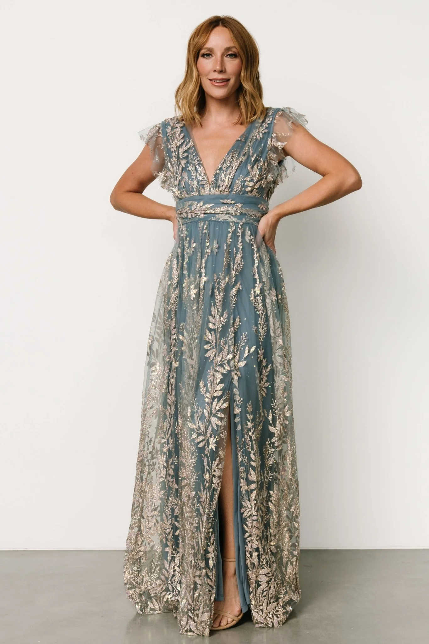 Karina Shimmer Gown | Blue + Rose Gold