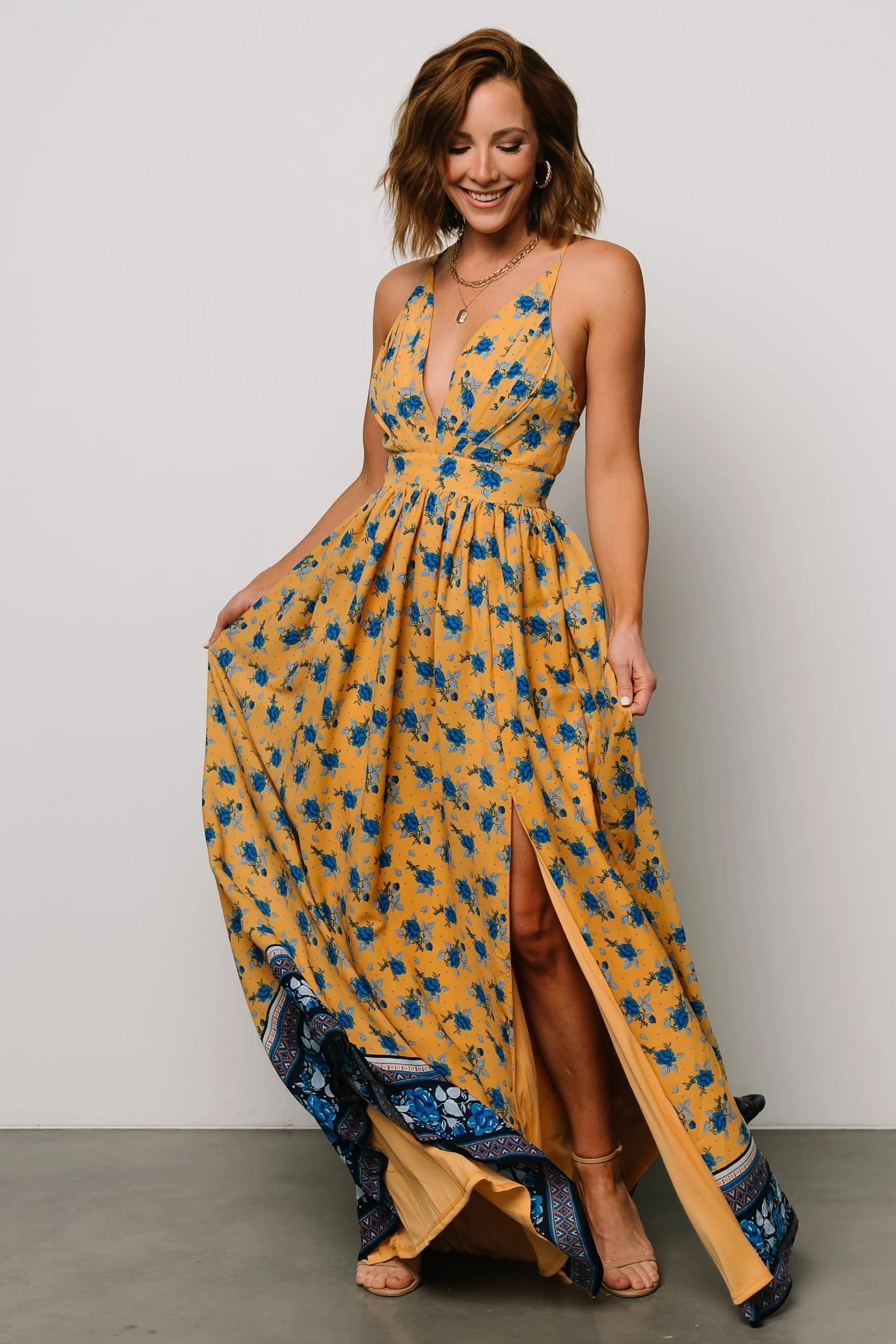 Brylee Maxi Dress | Mustard + Navy
