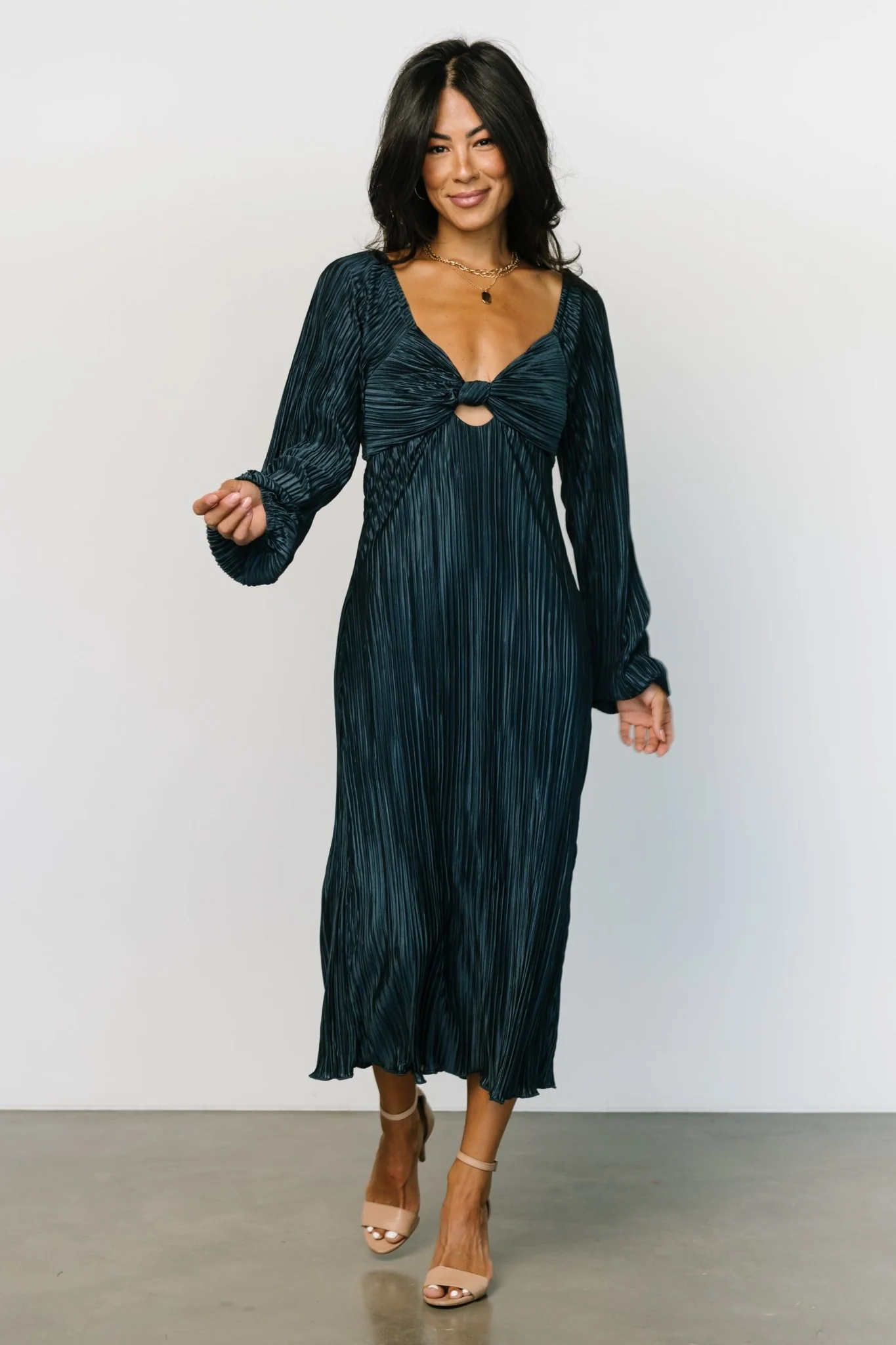 Amani Pleated Midi Dress | Peacock