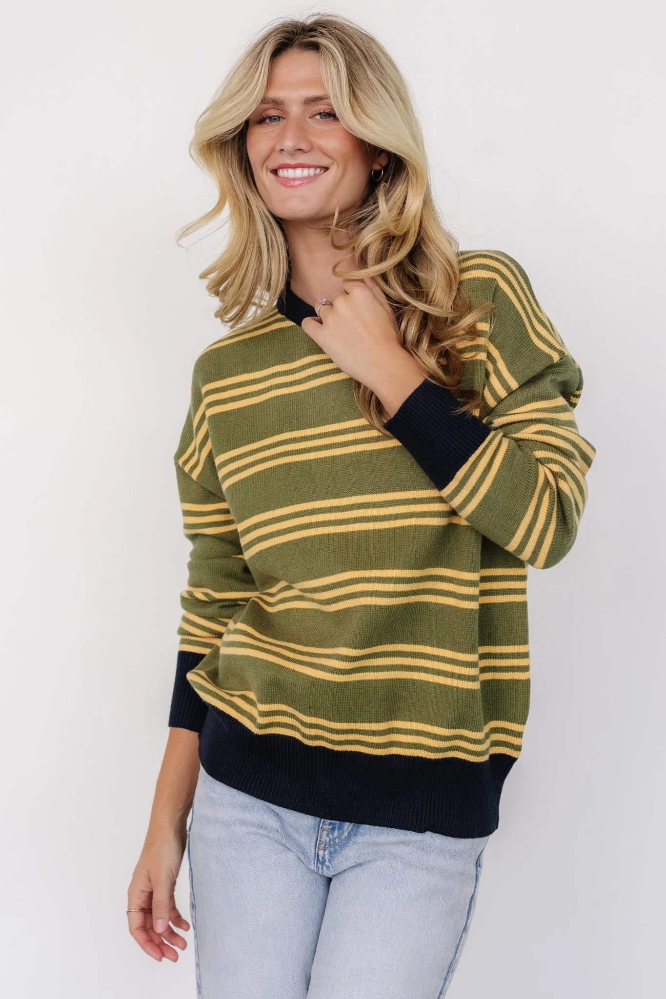 Thomas Striped Sweater | Olive Multi